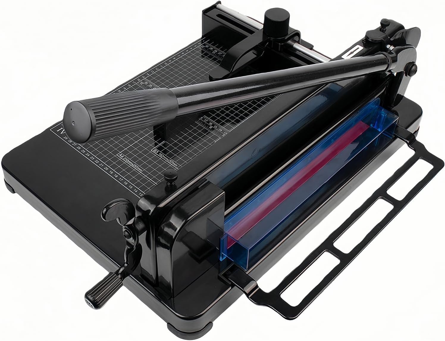 ISDIR Heavy Duty Guillotine Paper Cutter, 12” A4 Stack Paper Trimmer, Cuts Up to 400 Sheets, All-Steel Base with Safety Lock, Professional Paper Cutter for Office, School &amp; Print Shop