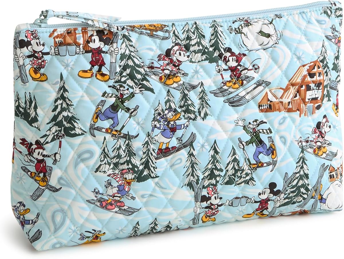 Vera Bradley Women's Disney Premium Cotton Large Pouch, Ski Weekend Mickey and Friends, One Size