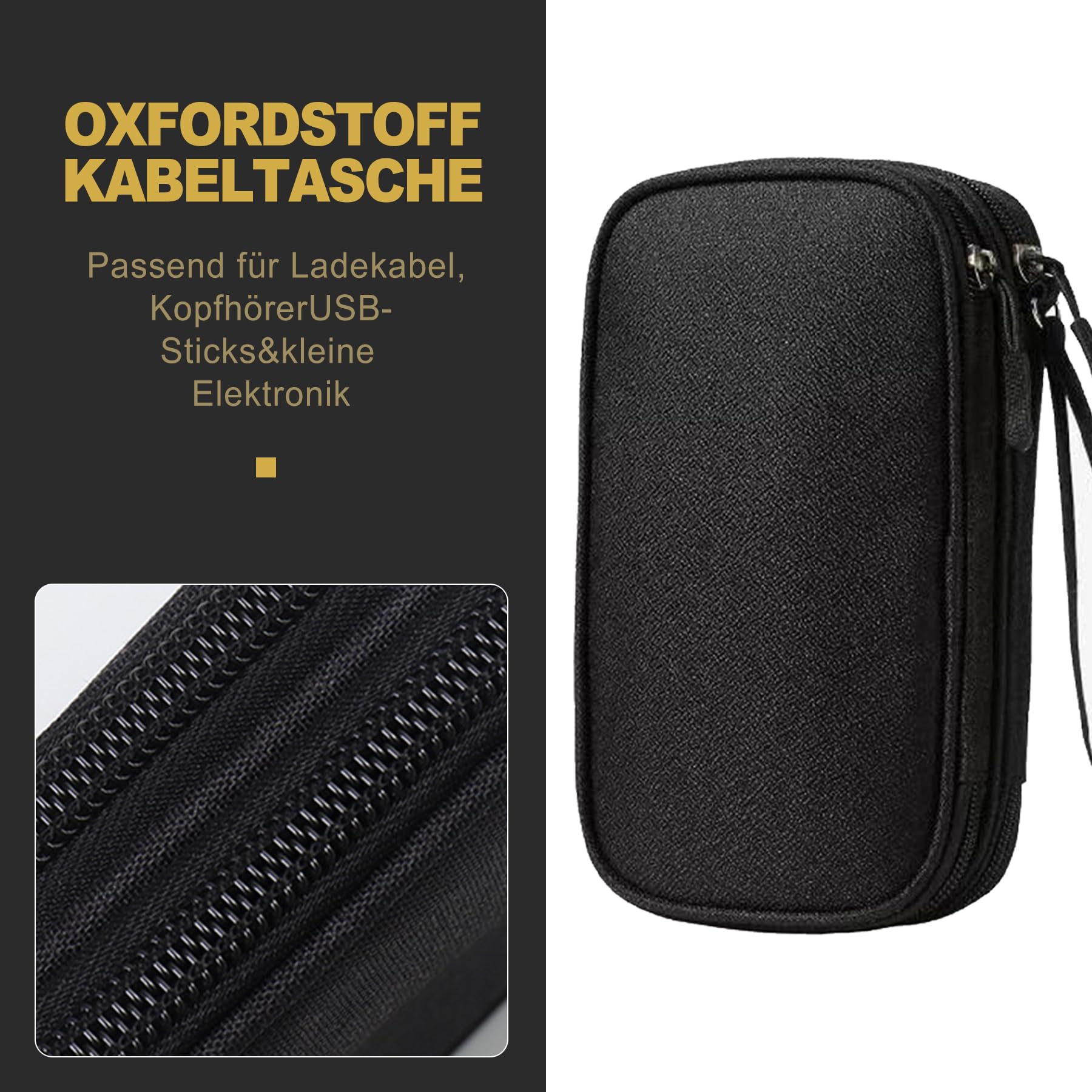 Elektronik Organizer Tasche Doppellagig Kabeltasche für Reise Zubehör Wasserdicht Tech Pouch für Kabel Ladegerät Powerbank Kompakt Tech Kit für Herren Damen