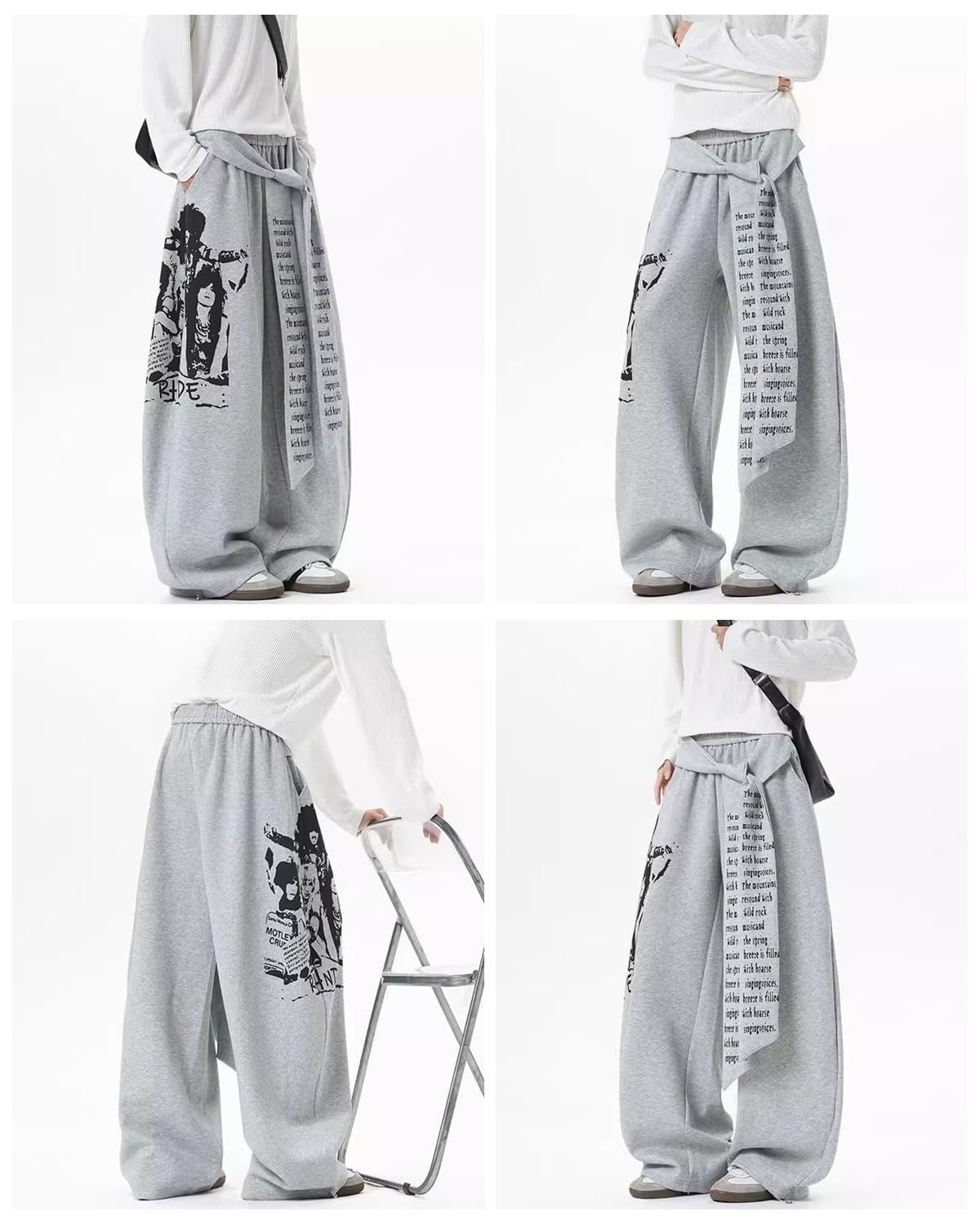 Skateboard Frog Pantalon Baggy Jambe Courbée Sweat Streetwear Y2K Imprimé