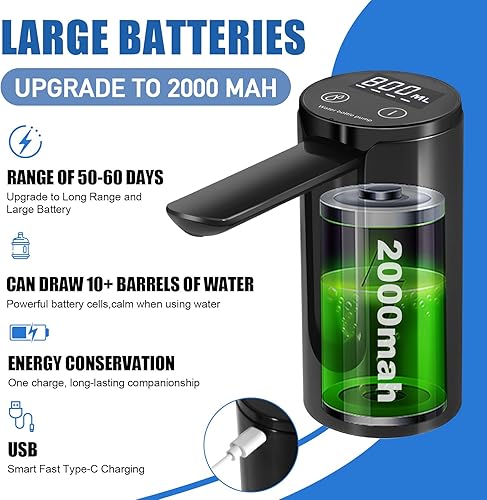 Miniatura 3 de Dispensador de agua plegable solo para jarra de agua Digury de 5 galones, 2000 mAh, carga eléctrica USB, bomba de agua automática portátil para