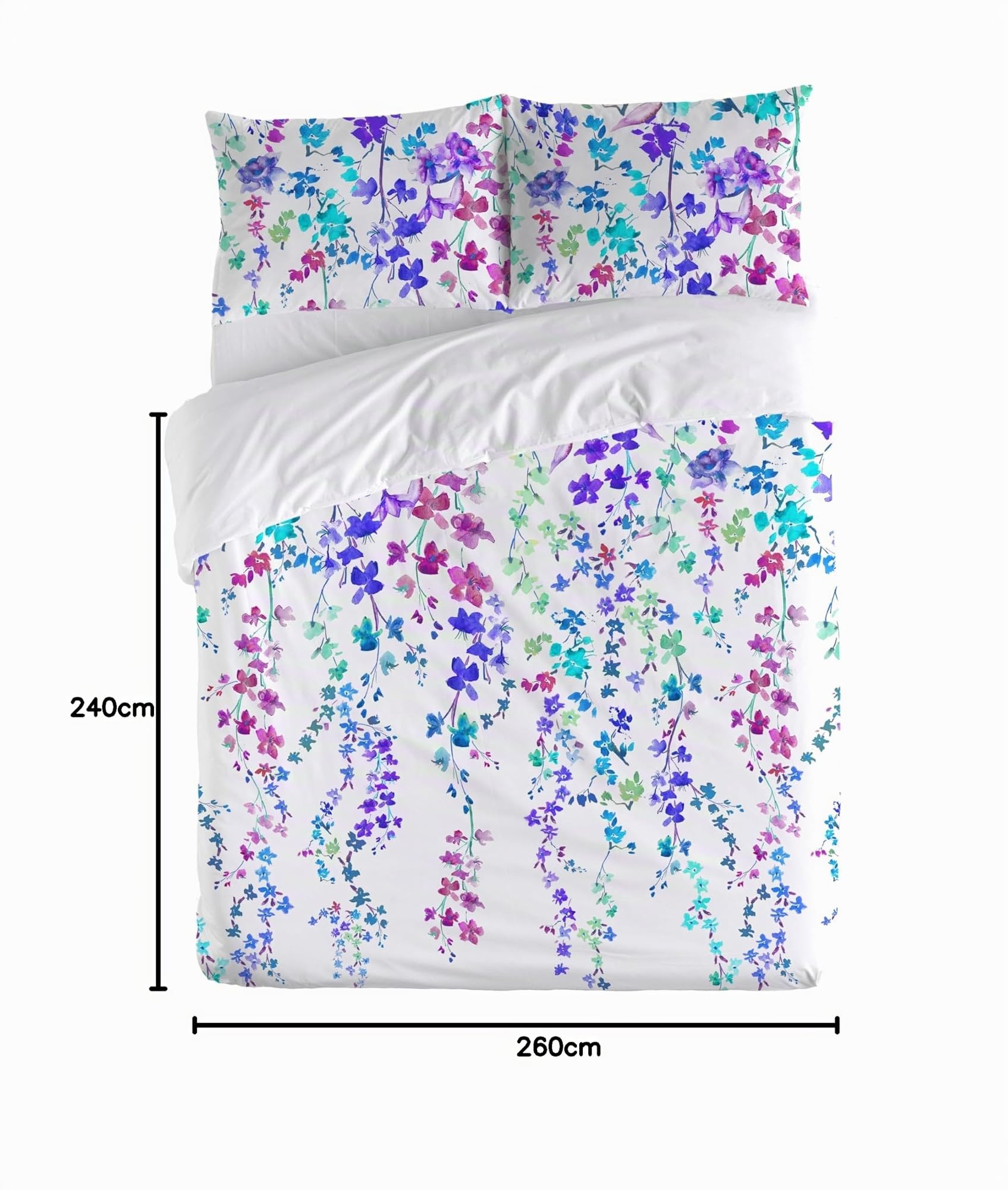 ETHERE MAISON Funda nórdica Haku Blue Cama 180 cm - 260x240 cm, algodón 200 Hilos. Cierre con Corchetes.