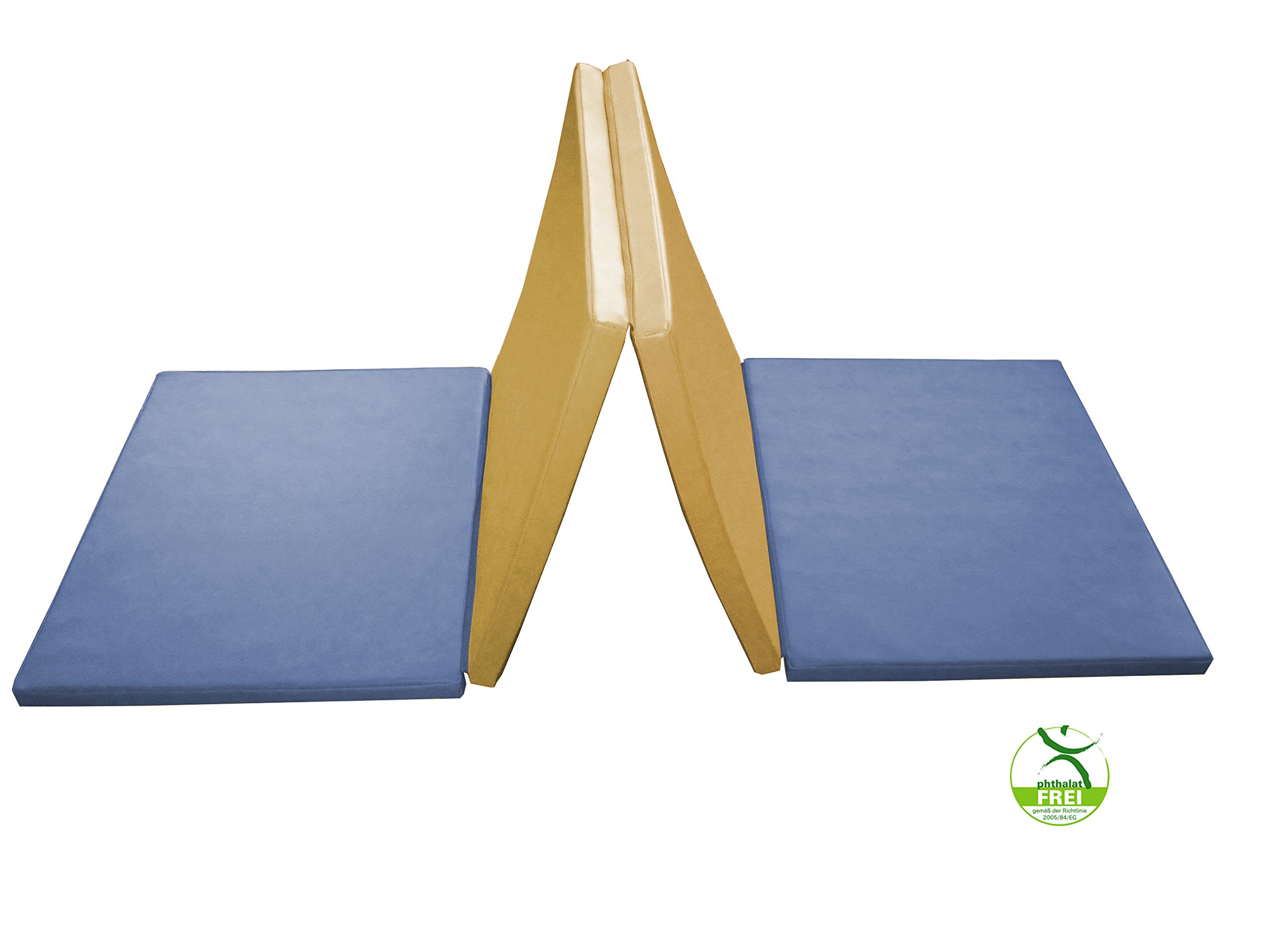Tappeto da ginnastica pieghevole Klipp Klapp (RG 35, morbido), giallo-blu, 200 x 100 x 10 cm