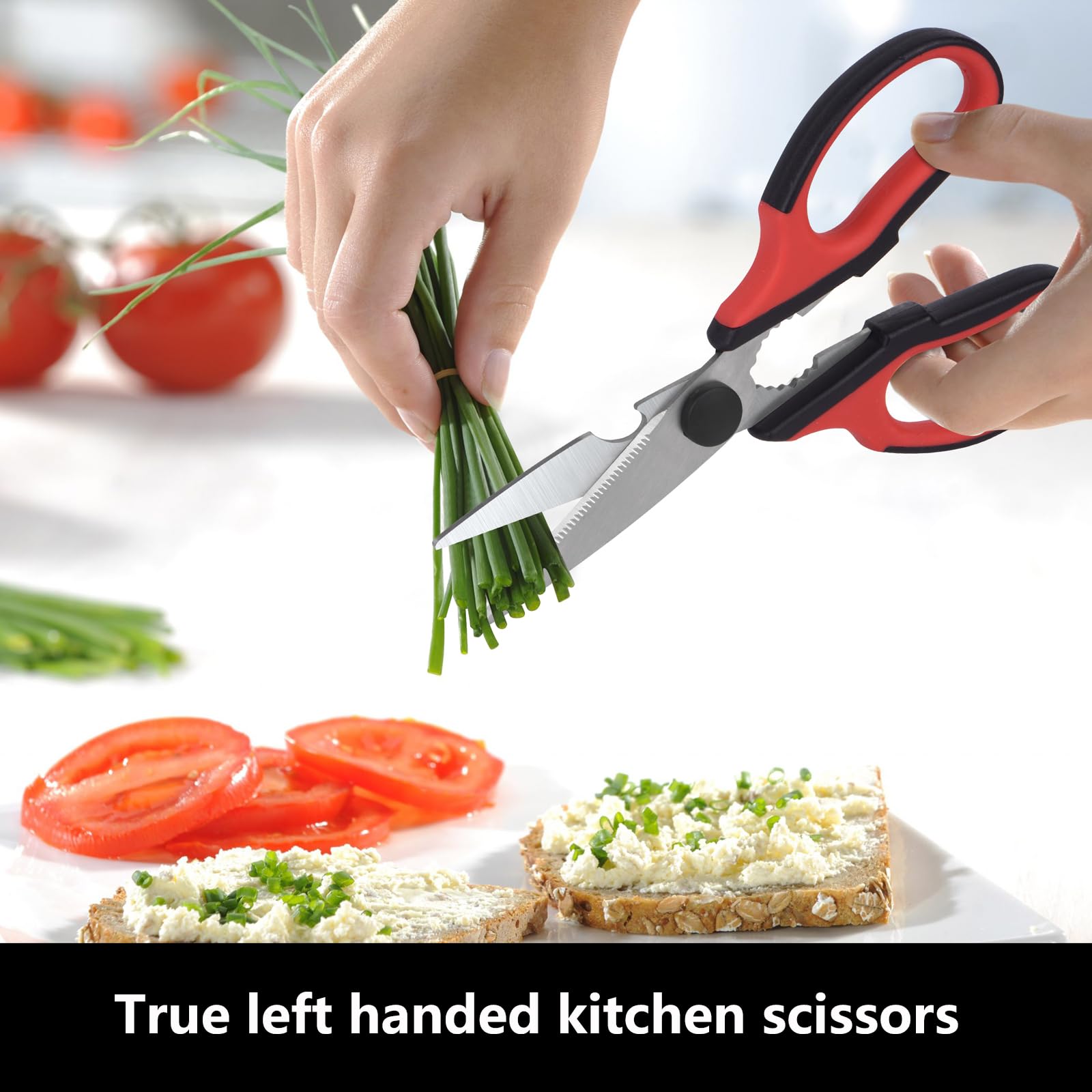 Left Handed Kitchen Scissors and Left Handed Peeler, All Purpose Lefty Stainless Steel Scissors and Peeler for Adults, Great for Kitchen, Home (2 Pack)