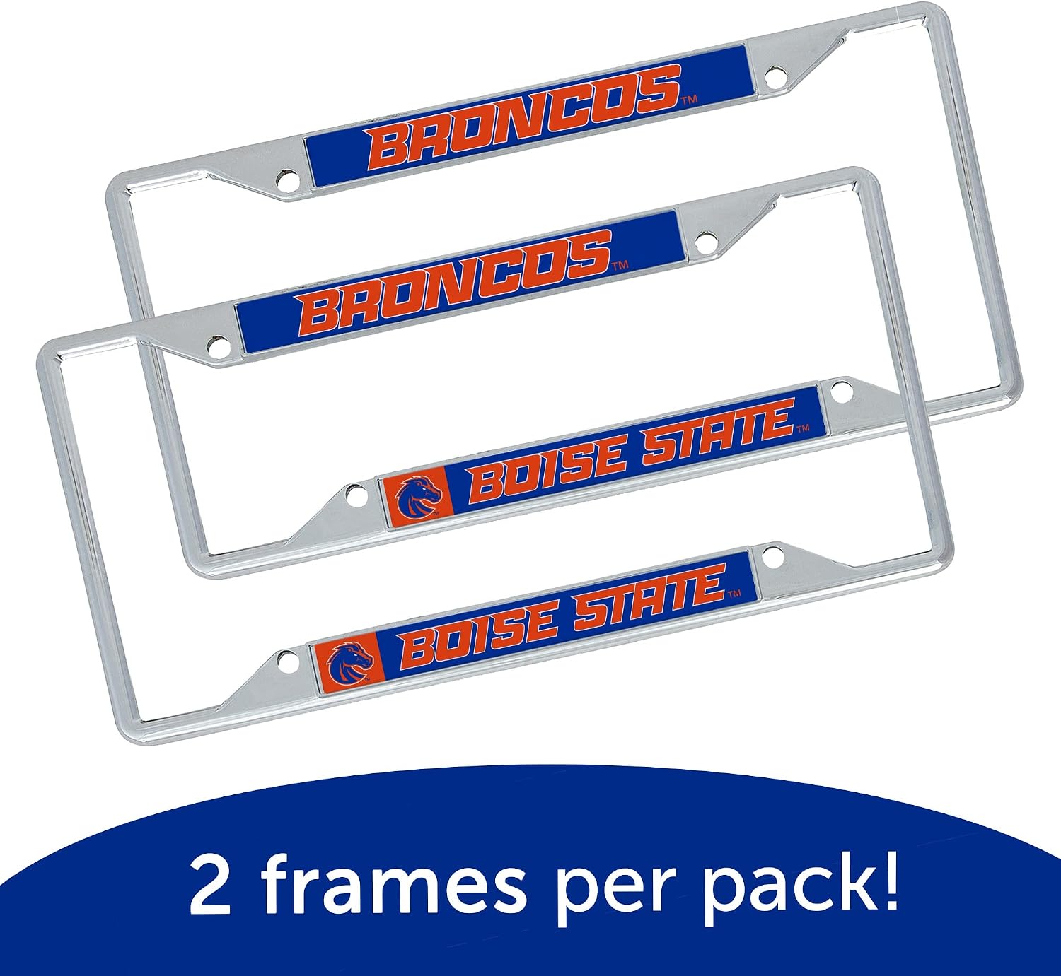 Desert Cactus Boise State University Car Accessories Metal License Plate Frame for Front or Rear of Car (Mascot 2 Pack)