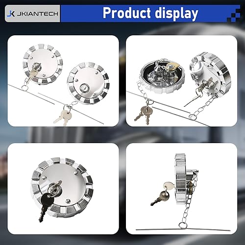 Miniatura 7 de Tapa de combustible diésel con bloqueo (2 piezas), compatible con Kenworth Peterbilt Freightliner Western Star Semi Truck, cubierta de tanque de gas