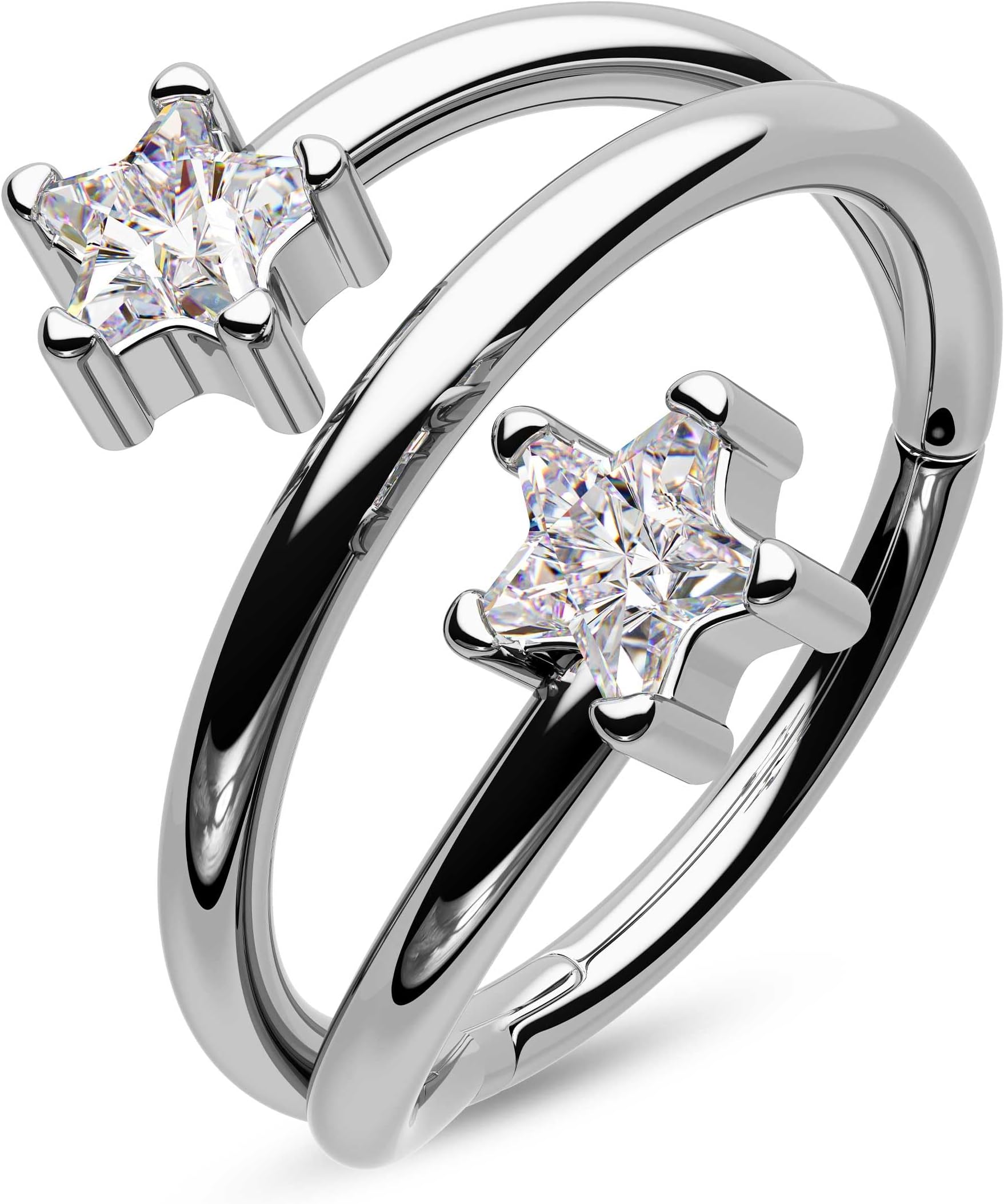 Star Helix Earrings 316L Surgical Steel Cartilage Earrings 16Gauge Helix Hoop Jewelry Double Helix Piercing Jewelry for Women