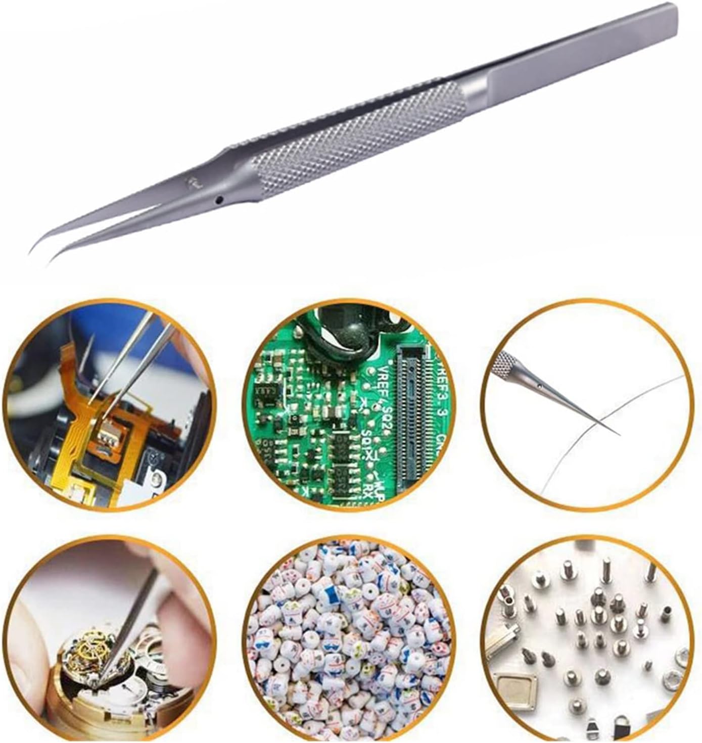 New Phone Repair Tools Jump Line Tweezers Clip 0.02mm Fly Line Ultra Titanium Alloy Precision Tweezers Fit for iPhone Motherboard (Tweezer Tip Type : Bend and Straight)