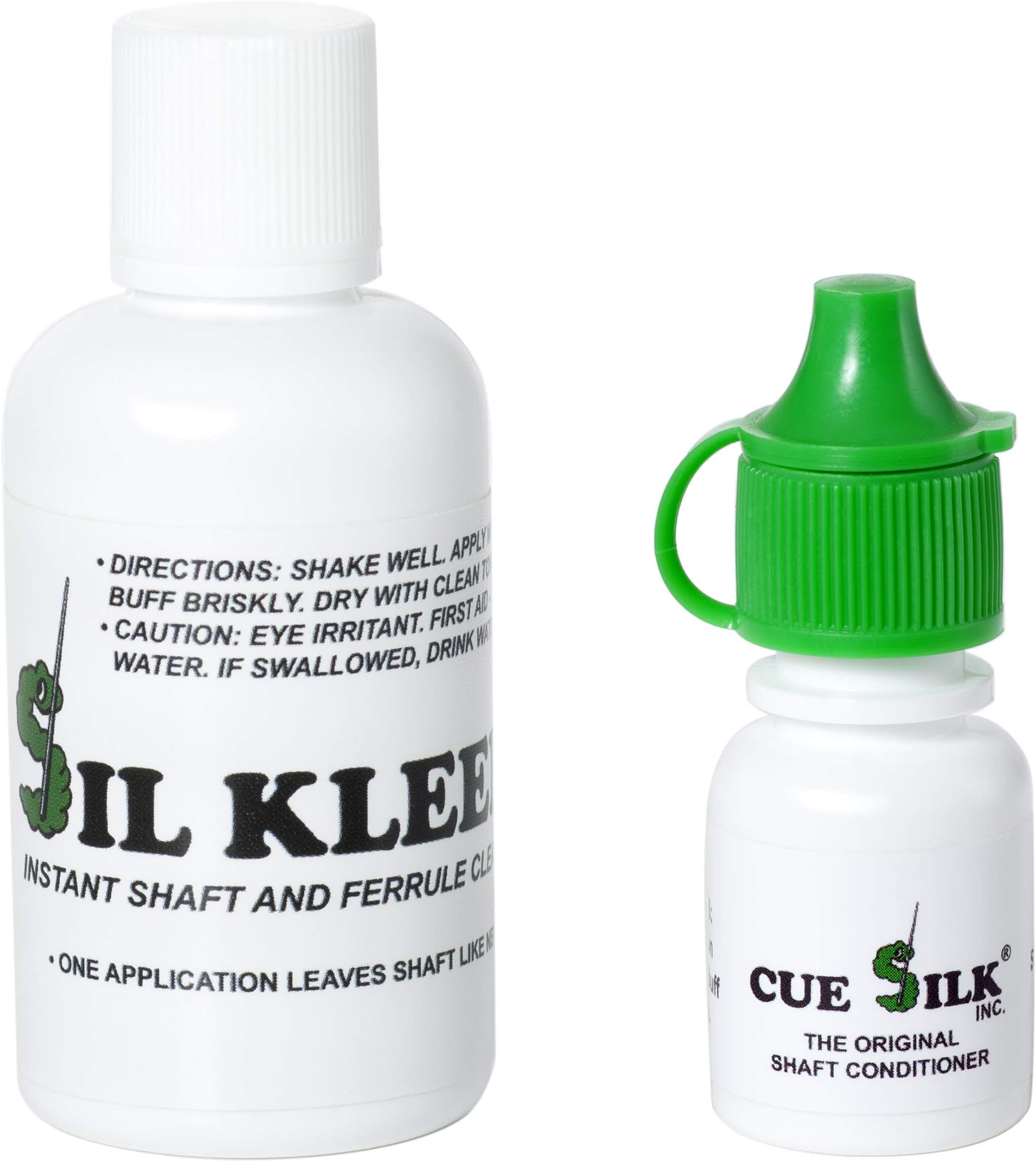 Bundle of 2 items: Sil Kleen Pool Cue Shaft and Ferrule Cleaner 1 oz Bottle & Cue Silk Pool Cue Shaft Conditioner ¼ oz Bottle