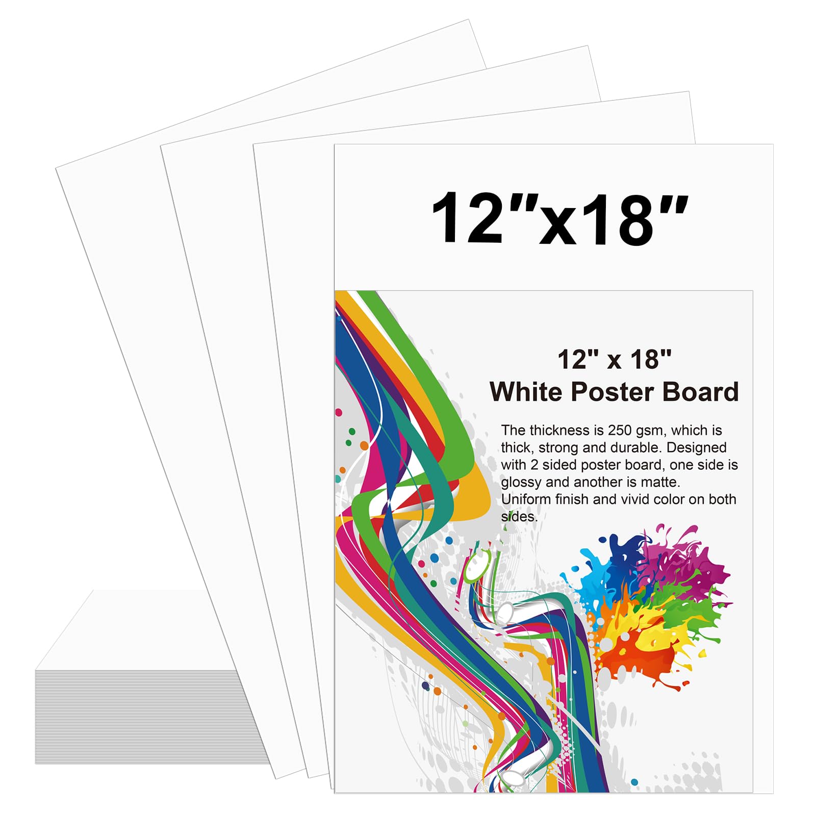 25 Pcs 12" x 18" Poster Board White Poster Board Paper Bulk 250 GSM Thickness Vision Boards Smart PosterBoard for Drawing School Arts Craft Projects