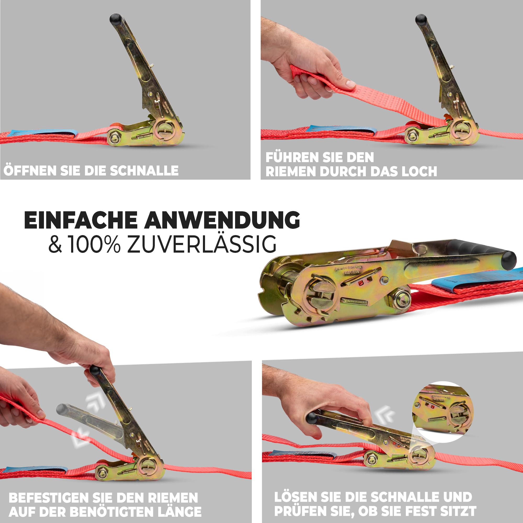 VEVOR Lot De 2 Sangles D'arrimage à Cliquet Rétractables – 5,1 Cm