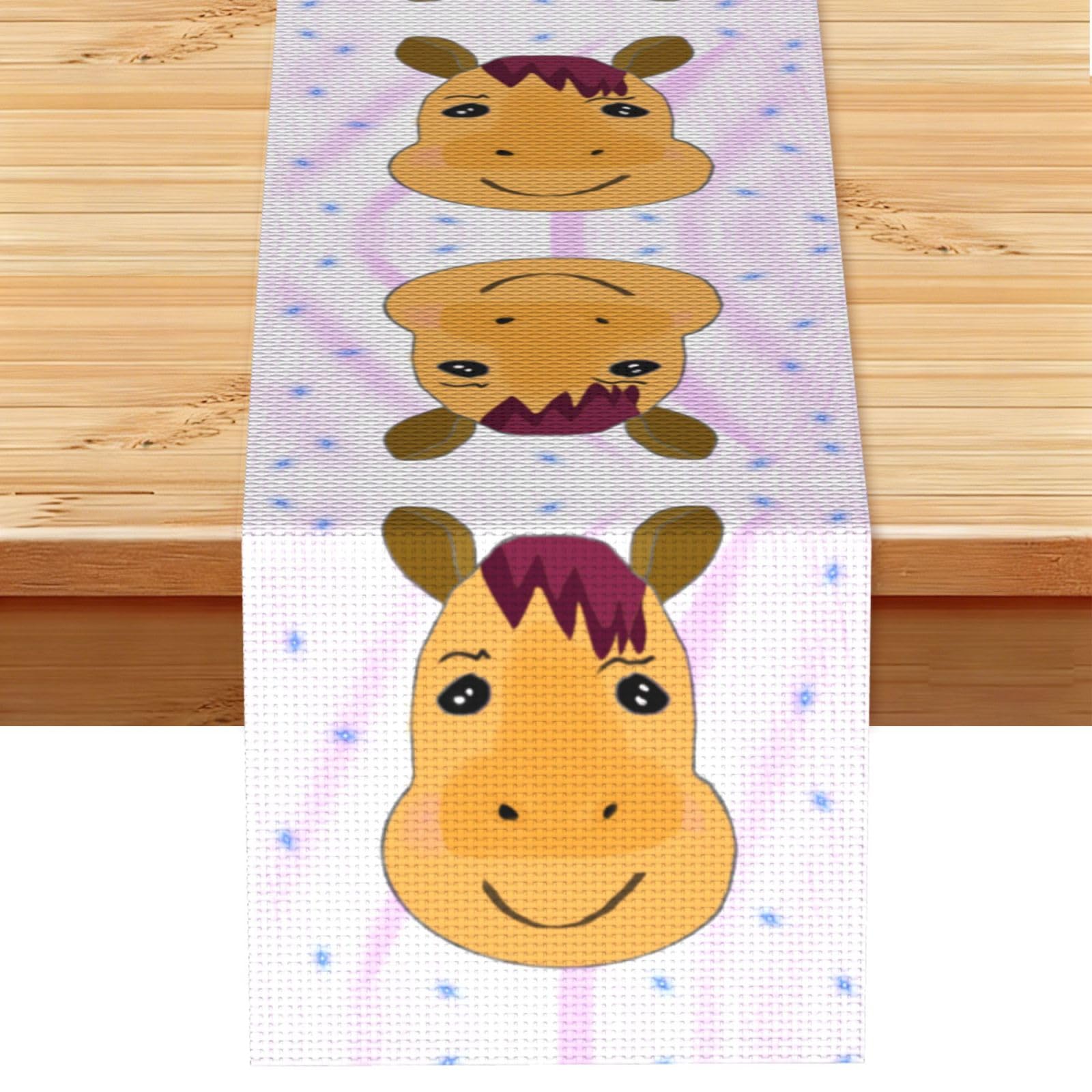 cartoon horse head Linen Feel Table Runner Wedding Party Home Decoration