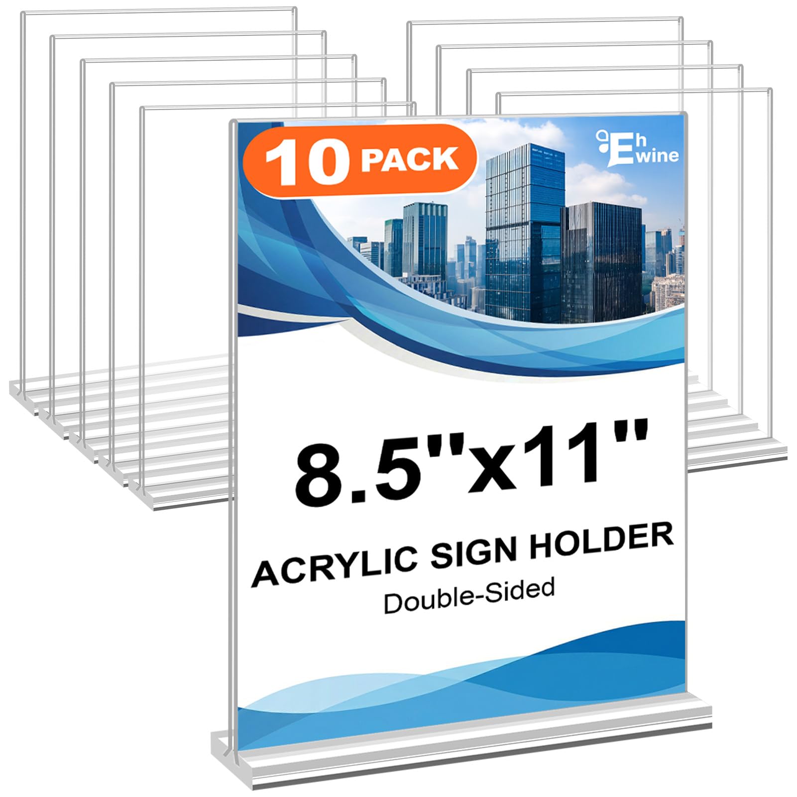 EHWINE Acrylic Sign Holder 8.5 x 11 10 Pack Double-Sided T-Shape