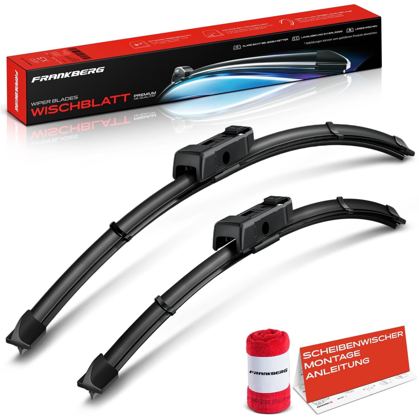 Frankberg 2x Escobillas Limpiaparabrisas 600mm/400mm, Delantero | Compatible con C5 X NC ND; Incluye indicador de desgaste und Paño de limpieza