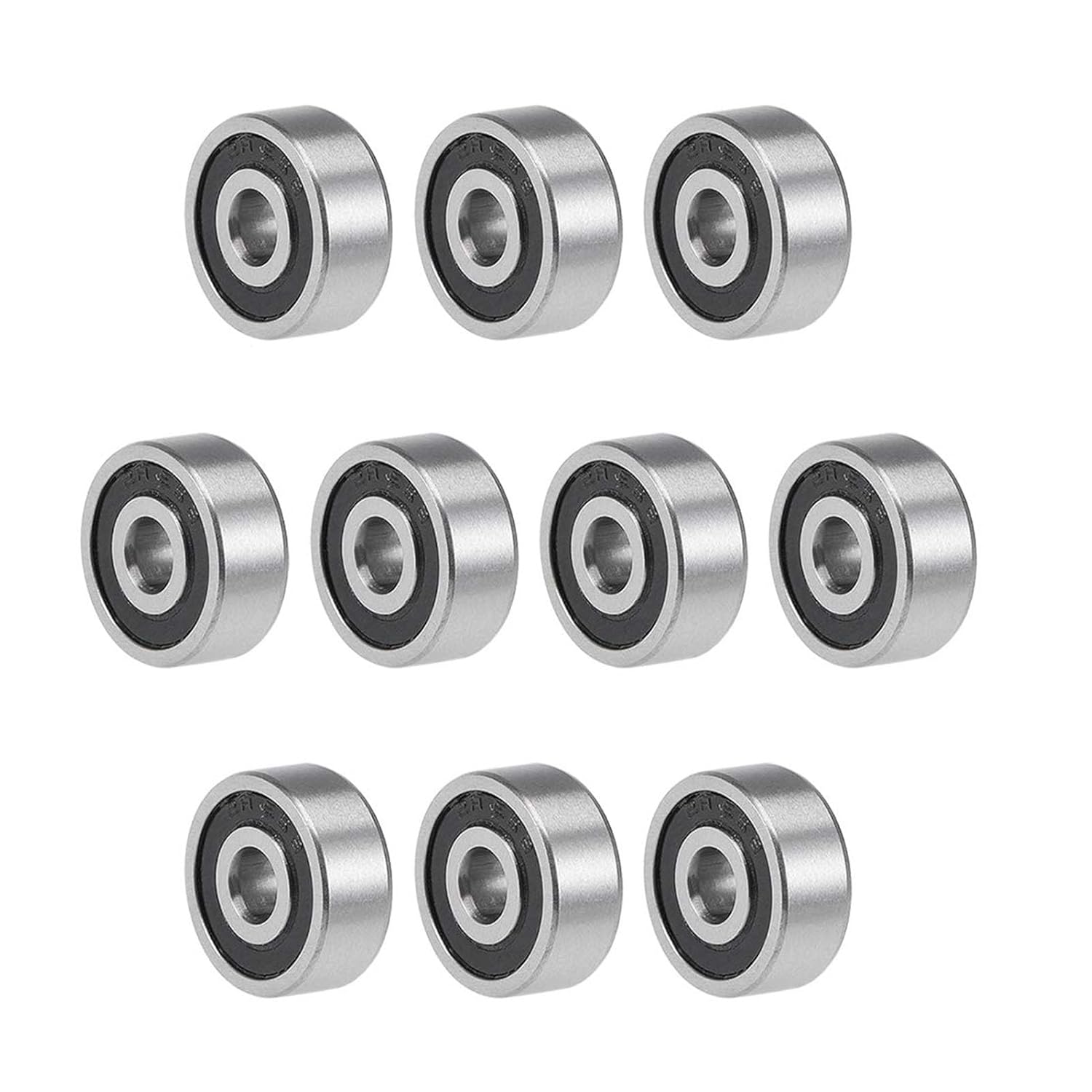 TOP-VIGOR 10Pcs MR83-2RS Deep Groove Ball Bearings, Z2 3mm x 8mm x 3mm Double Sealed Industrial Bearings, Chrome Steel Skateboard Bearings for Electrical Instrument Equipment, Black