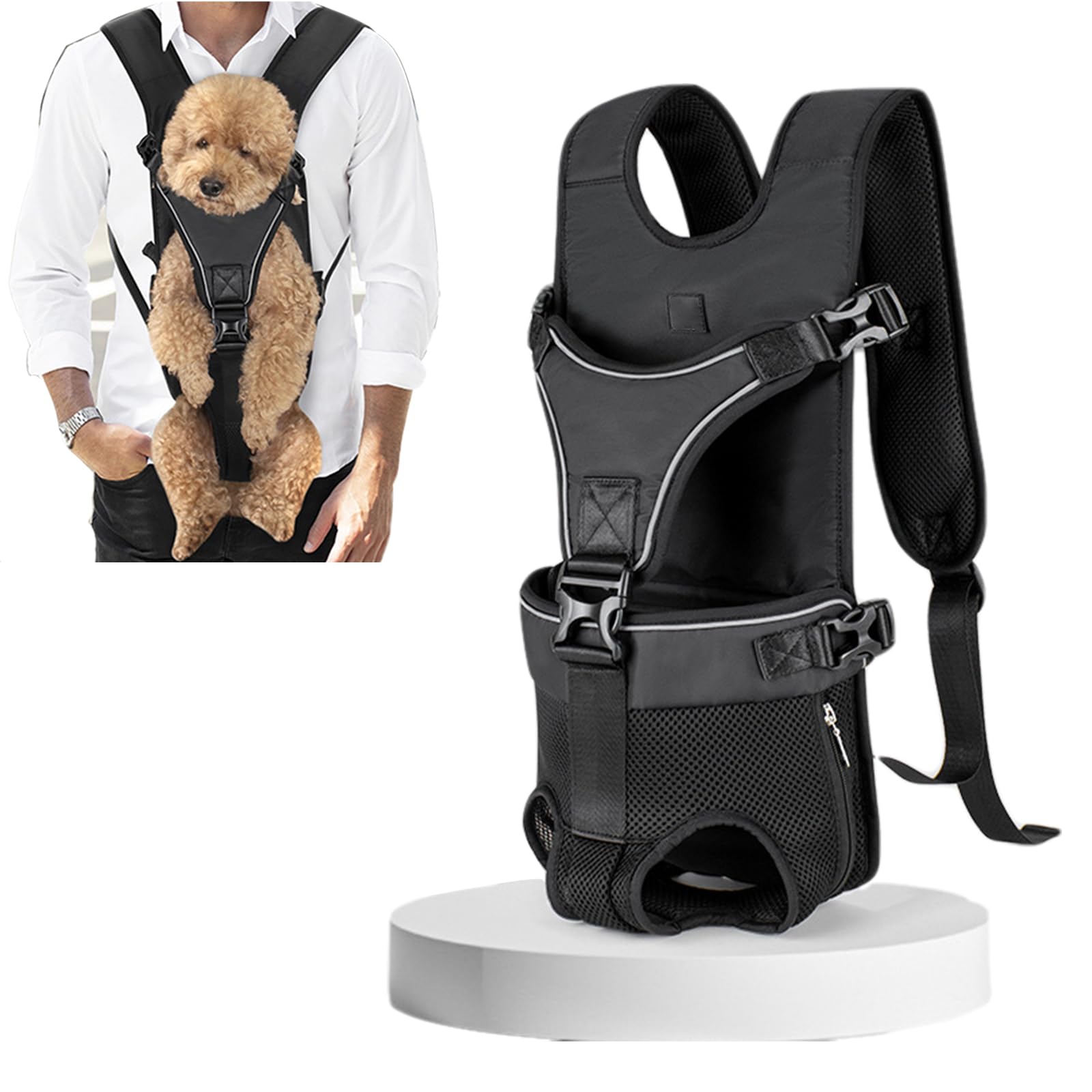 Hunderucksack Verstellbar, Tragetasche Hund, Hundetasche für Mittlere und Kleinen Hunde, Wasserdichter Hundetragetasche, Leicht Haustier Rucksack für Wandern, Radfahren, Reisen und Camping
