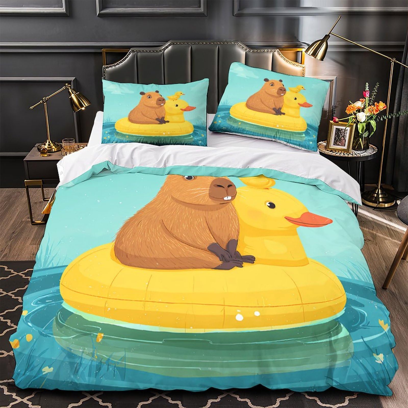 Parure de lit capybara 3D pour chambre d'ado cozy et douce 200x200
