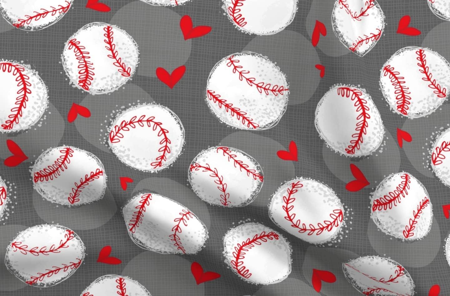 Spoonflower Fabric - Baseball Lovers Sport Texture Fan Grey Balls Ball Game Hot Dogs Printed on Organic Cotton Sateen Fabric by The Yard - Sewing Quilting Apparel Home Decor