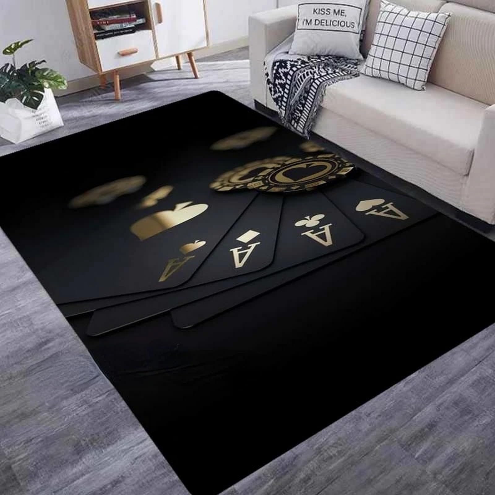 Tapis imprimé carte à jouer magique 100x200 tapis de sol 3D nettoyage facile