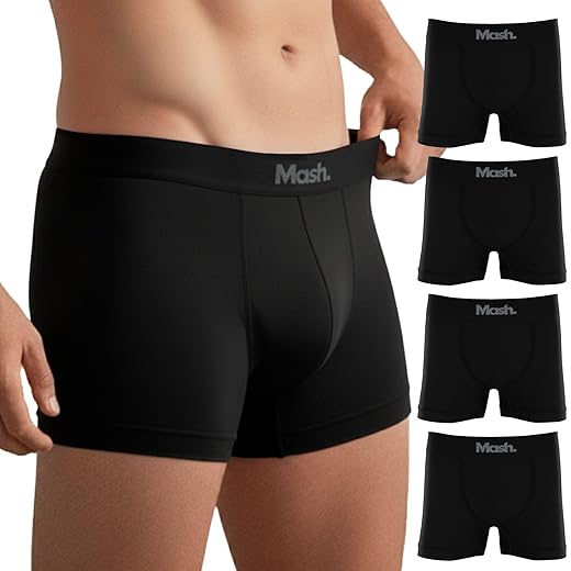Kit 4 Cuecas Boxer Mash Microfibra Sem Costura Respirável Masculina