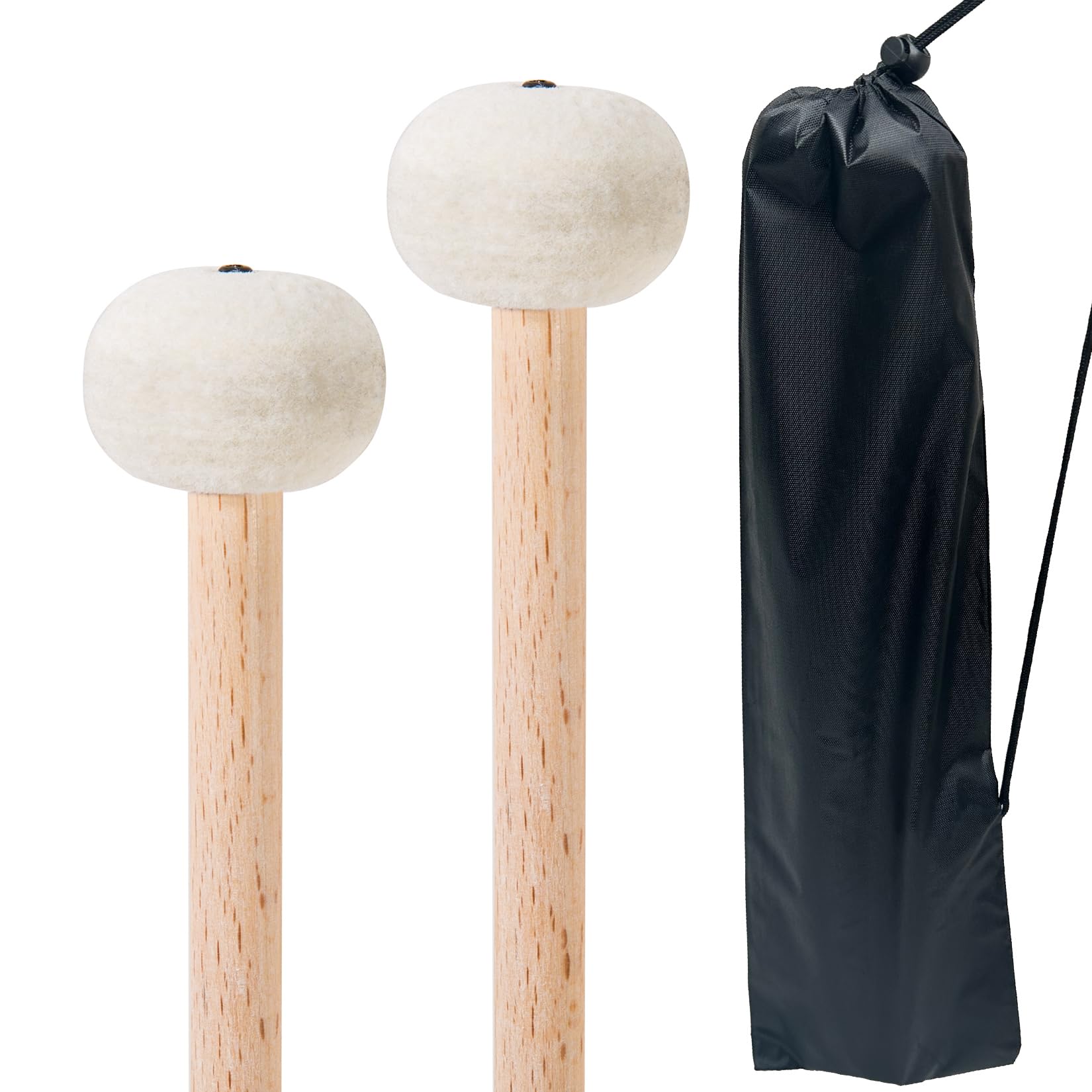 2 Pcs Timpani Mallet, Soft Felt Drum mallets with Drum sticks Bag