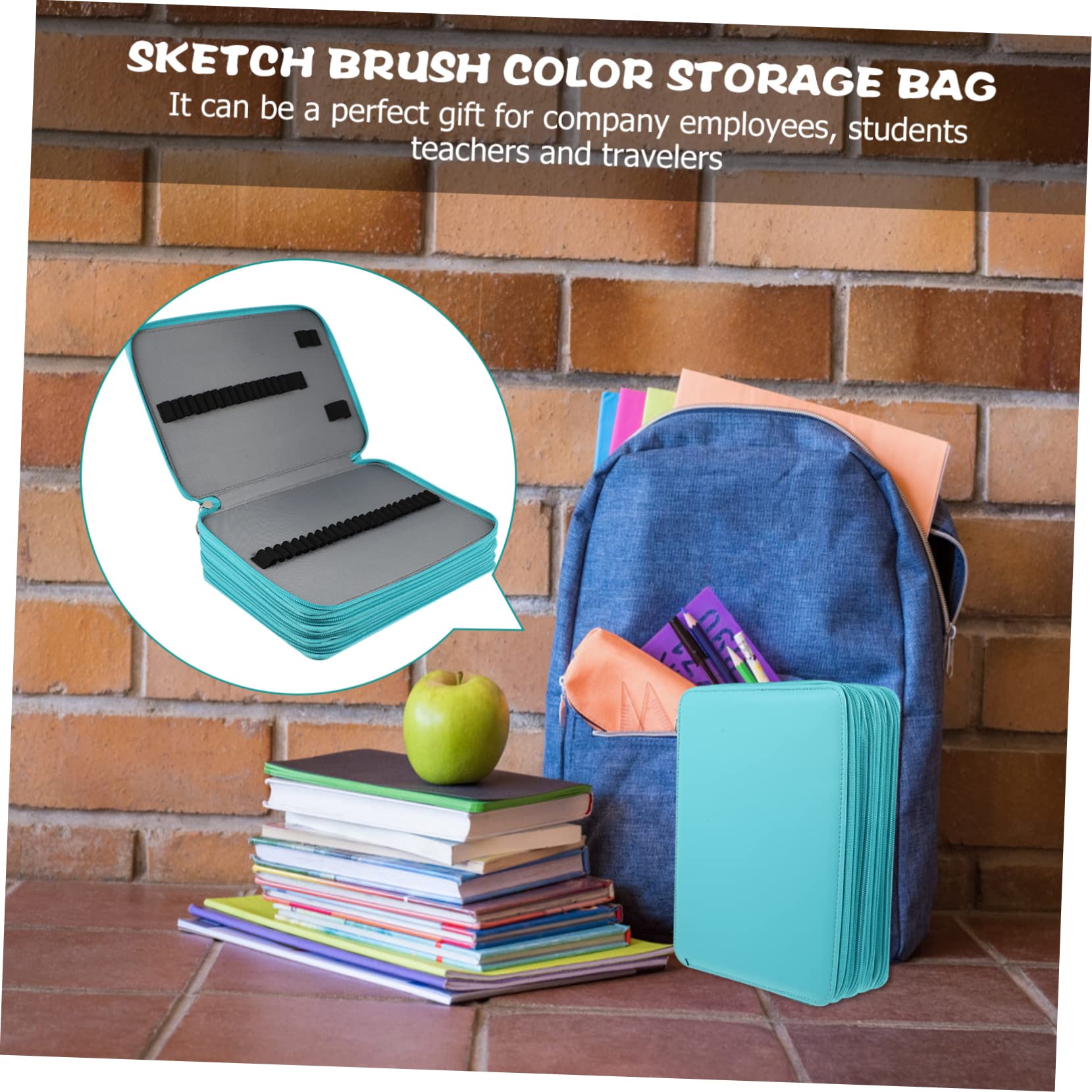 Astuccio Portamatite da Disegno Blu in Pu, 184 Fori | Grande Capacità, Classificazione per Matite Acquerello, per Adulti e Professionisti, Accessori Disegno