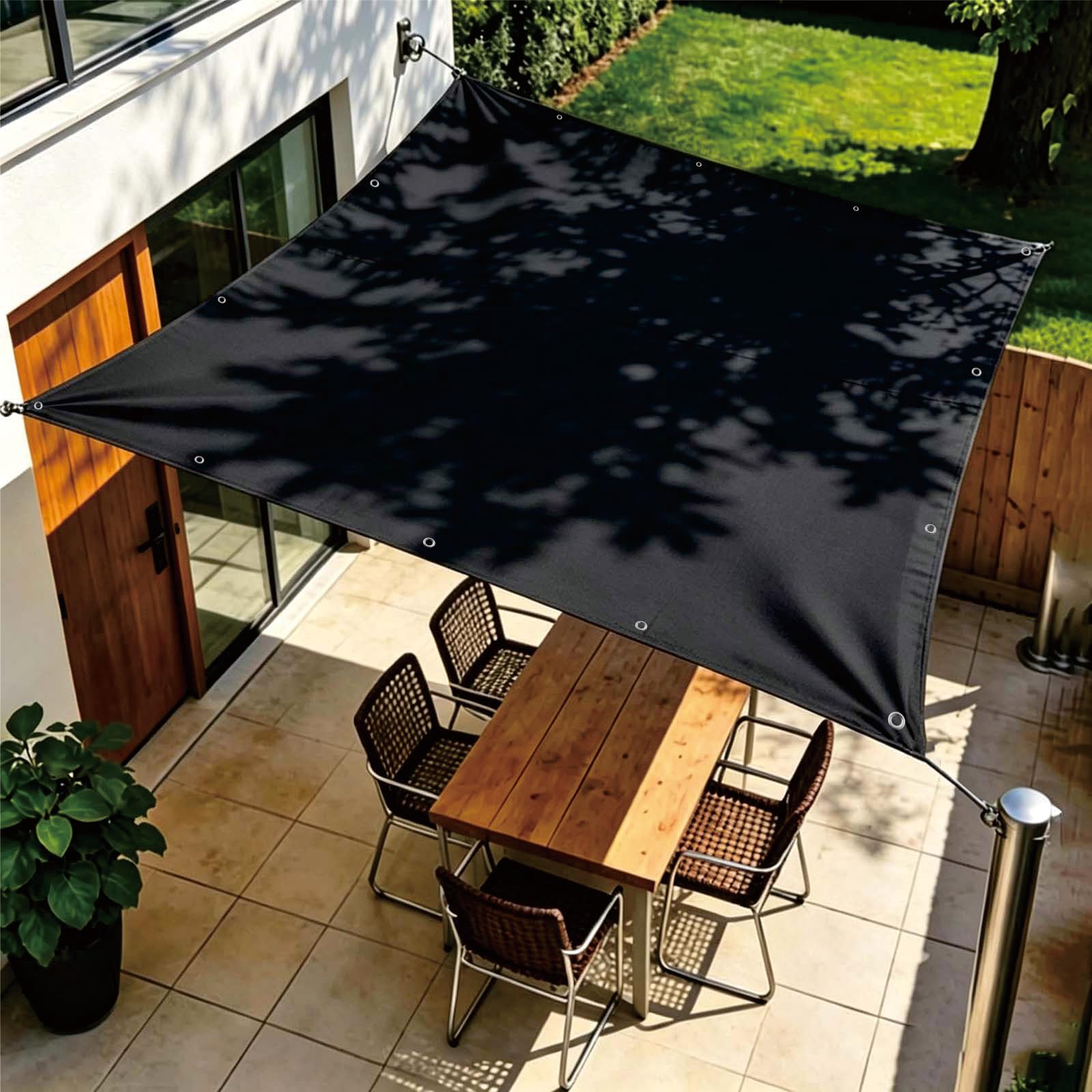 Voile d'ombrage résistant aux UV et déchirures, toile étanche noire pour patio