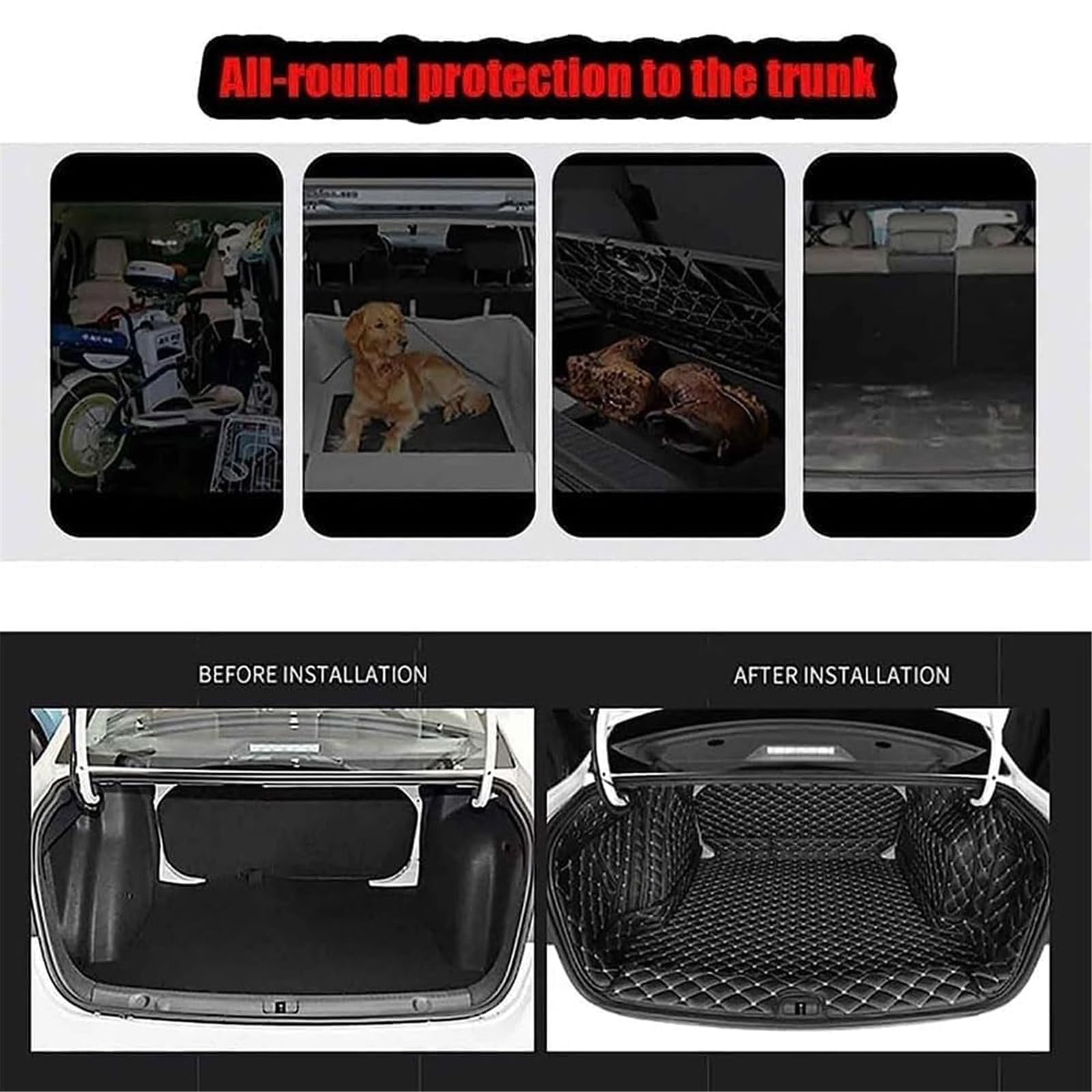 RuiYiL Coche Alfombrillas Maletero Para Audi A5 8T Sportback 2007 2008 2009 2010-2016,Cobertura Completa Alfombrilla Antideslizante Para Maletero Impermeable Protectora Accesorios