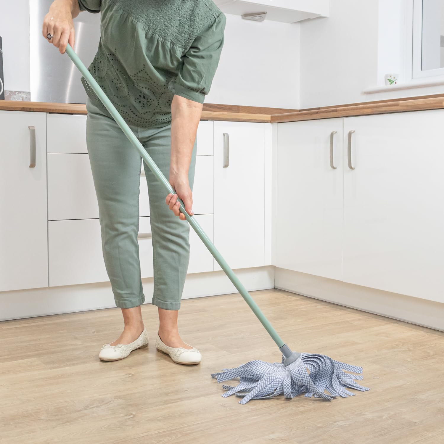 JVL Balai à Franges synthétiques - Serpillère de Nettoyage Robuste Verte