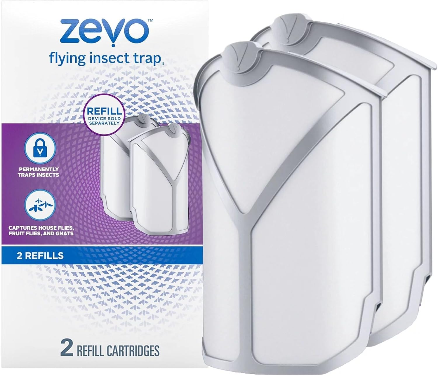 Zevo Flying Insect Trap, Fly Trap Refill Cartridges (2