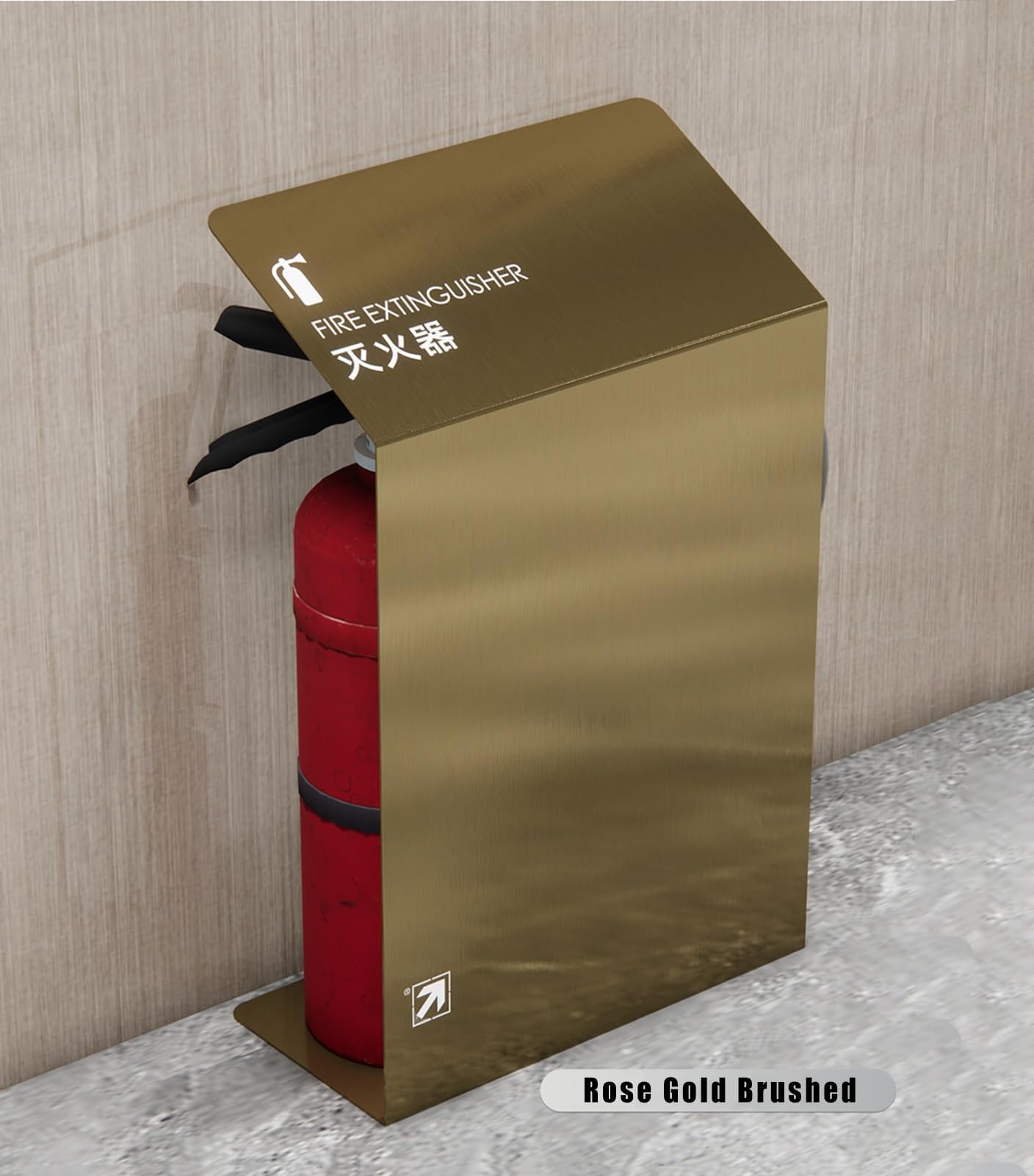 Gabinete de cubierta para extintor de incendios con soporte, caja de seguridad decorativa de grano de madera para montaje en pared en espacios comerciales