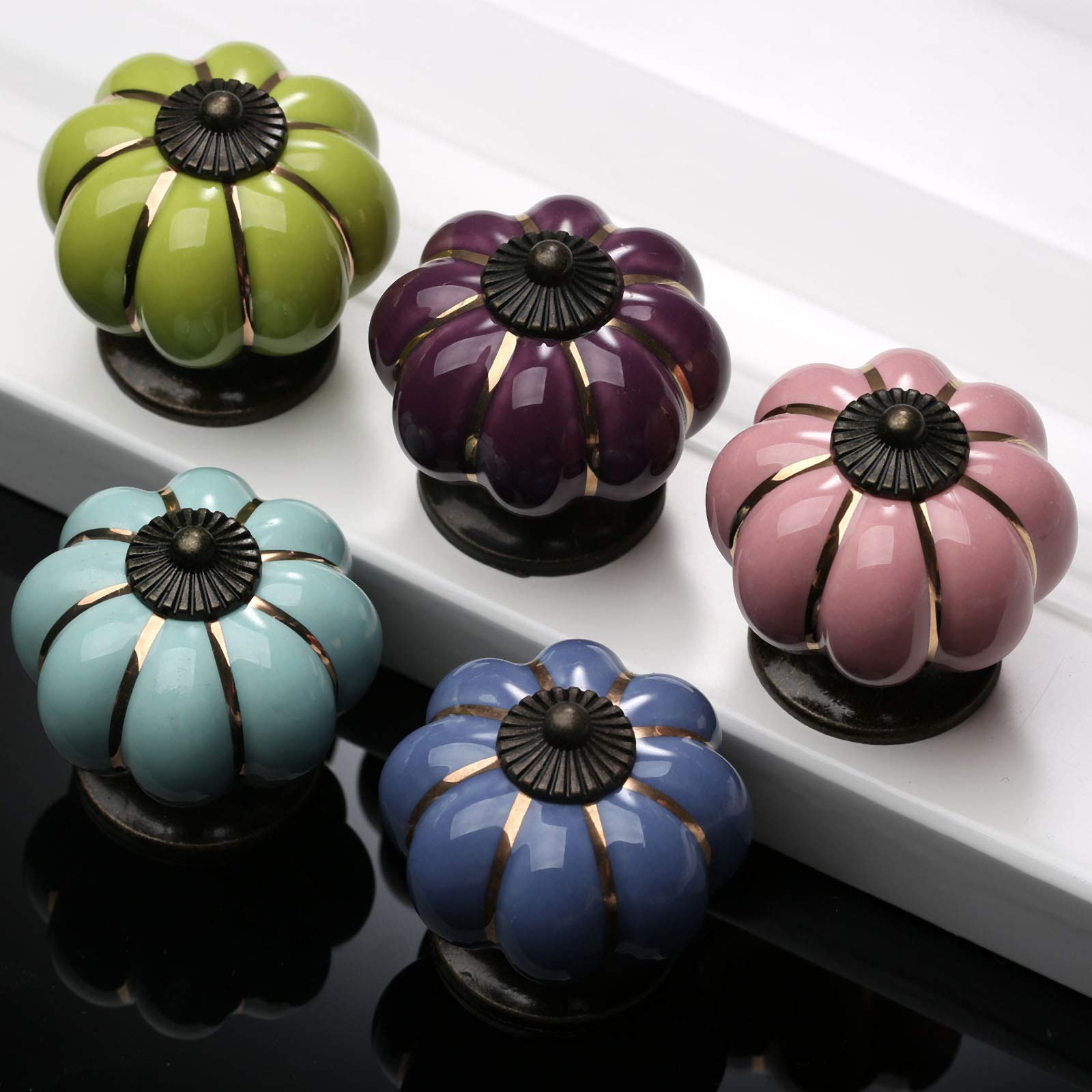 E EBETA 10 x Poignées de Porte, Boutons de Meubles en Céramique Style Vintage - Ensemble pour Porte et Meubles