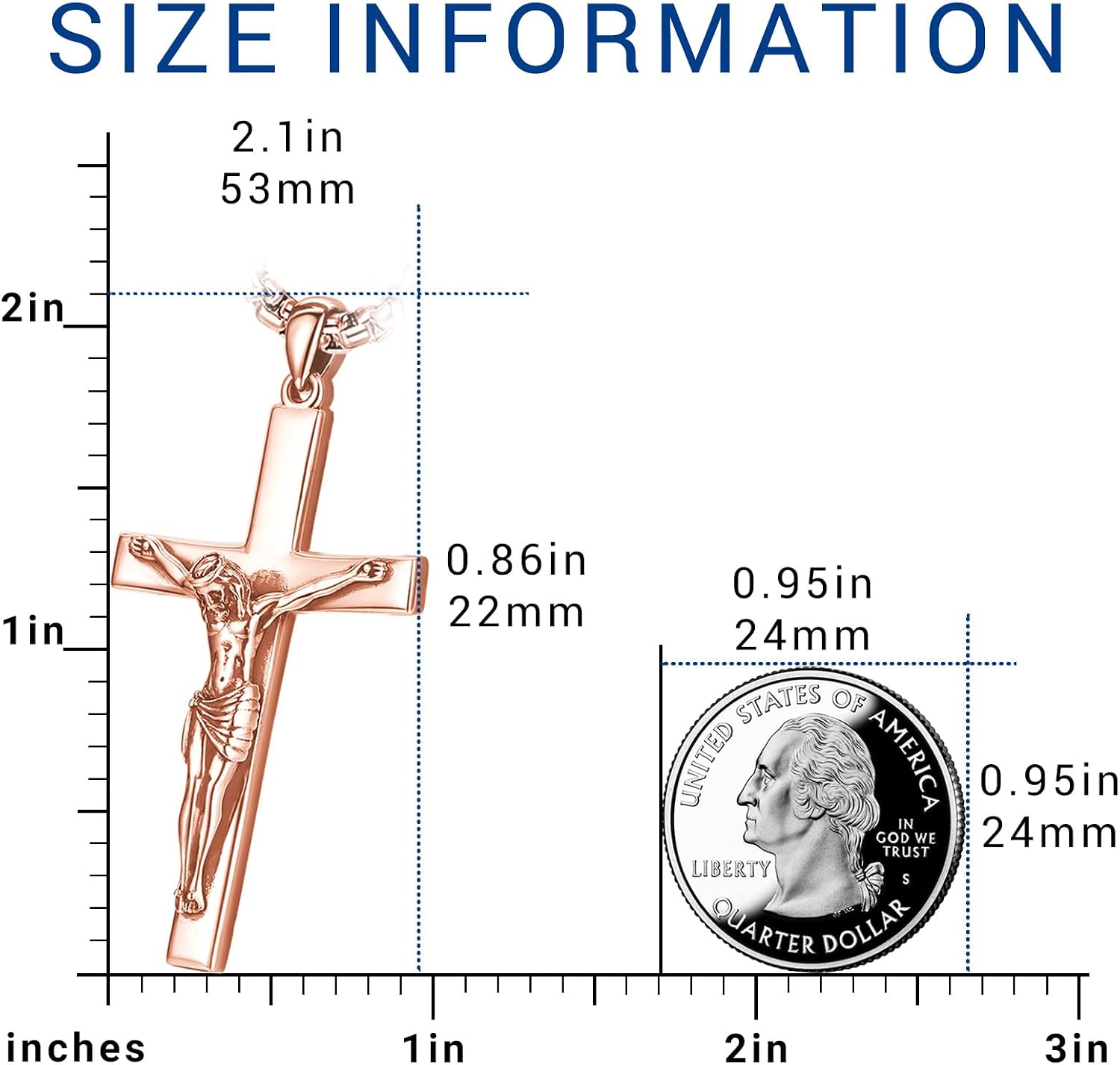 Eusense Cross Necklace for Women Men Crucifix Pendant Sterling Silver 925 Cruz De Caravaca Cross Jesus Crucifix Jewelry