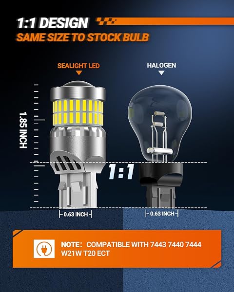 SEALIGHT Lampadina LED W21W T20 7440 7443 per Luci di Retromarcia e Luci dei Freni, Bianco 6500K, 2 pezzi - 4