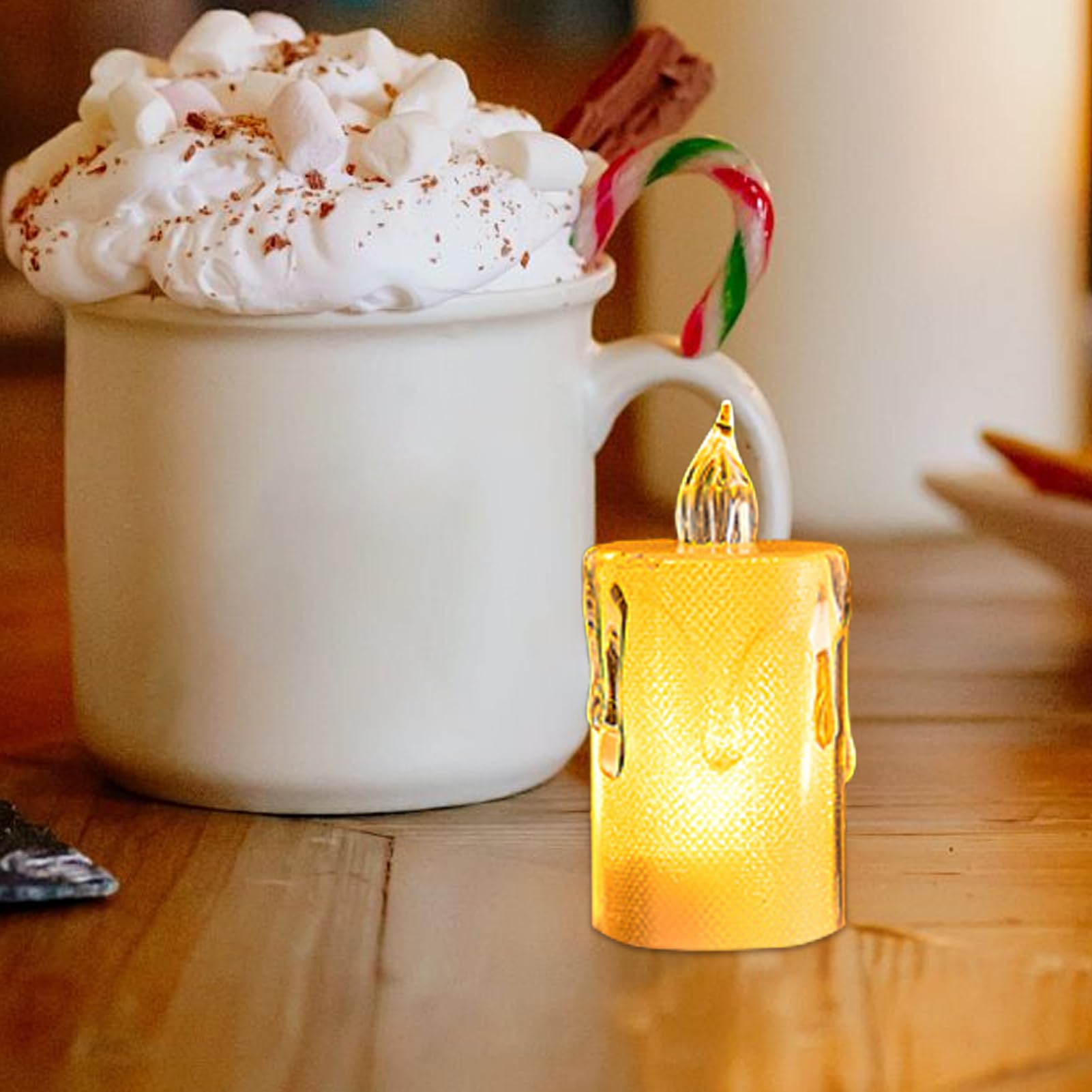 Lot de 24 bougies chauffe-plat LED sans flamme, coque en, lumière chaude