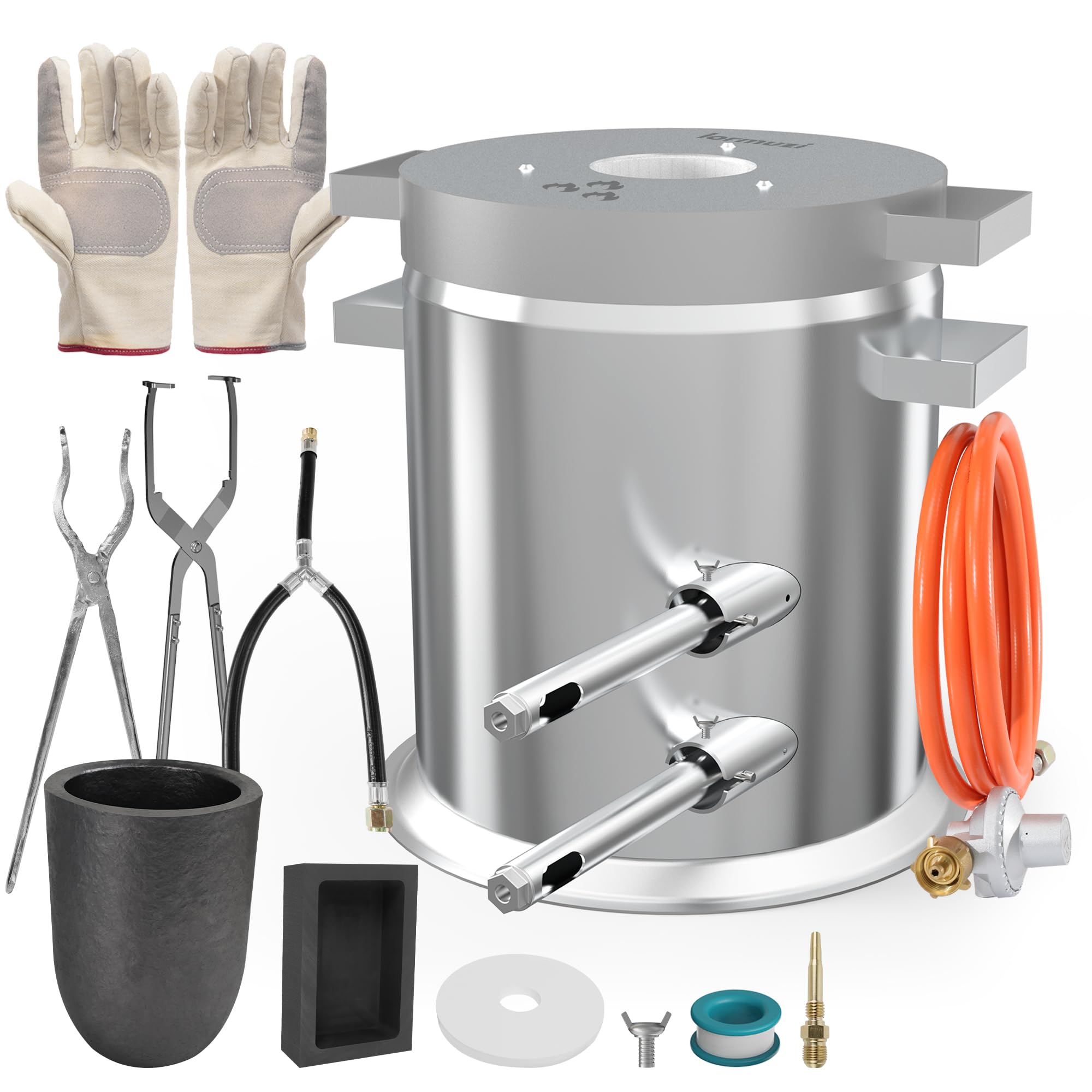 Doppelrohr Schmelzofen 12 kg Set, beschleunigte Heizung, gleichmäßige Heizung, Set enthält Tiegel, Gussform, Zangen und Handschuhe