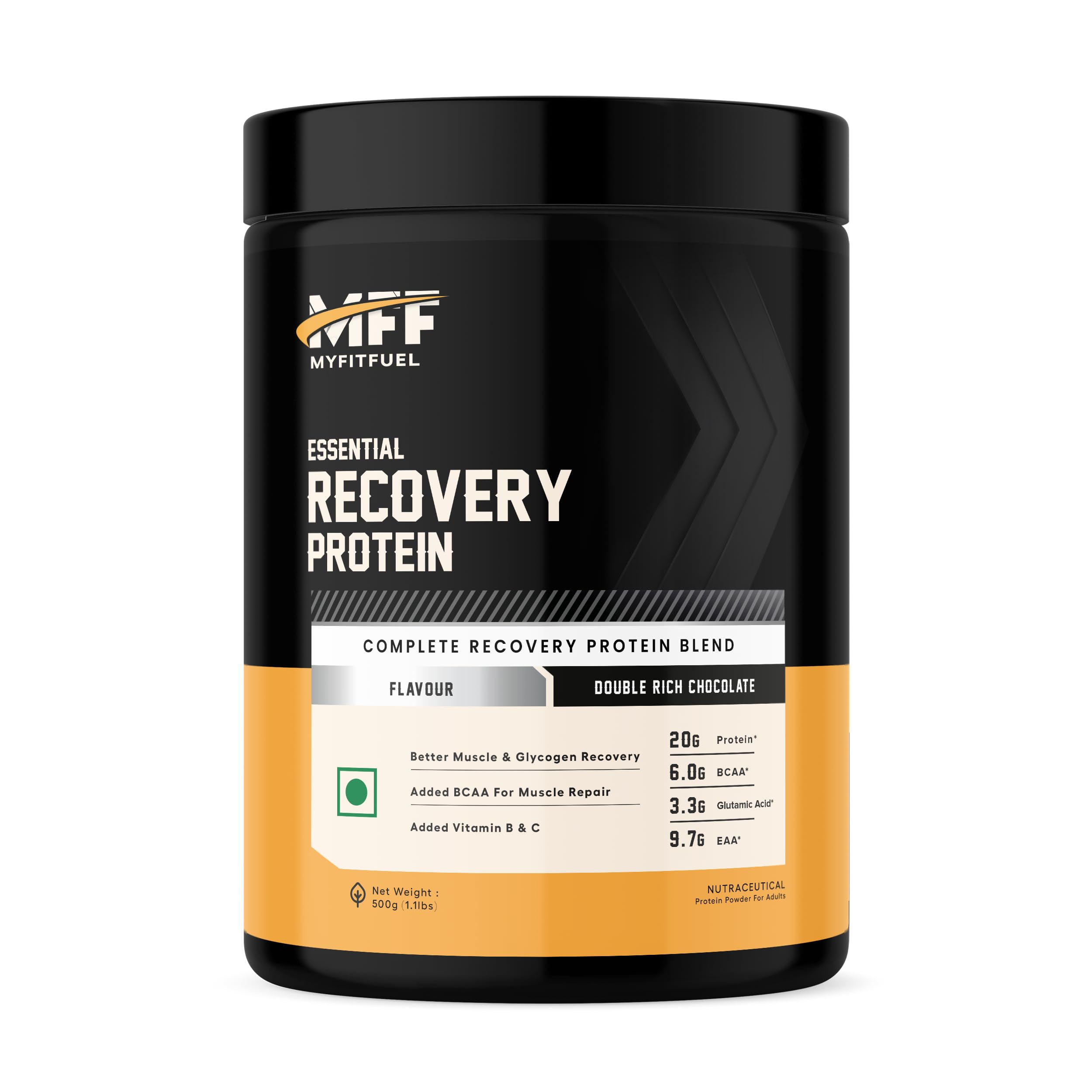 MyFitFuel MFF Essential Recovery Protein | Post workout Protein, Glycogen, Vitamins Recovery | (Double Rich Chocolate, 500gm (1.1 lbs) (B07D2HSSW5) Amazon Price History, Amazon Price Tracker