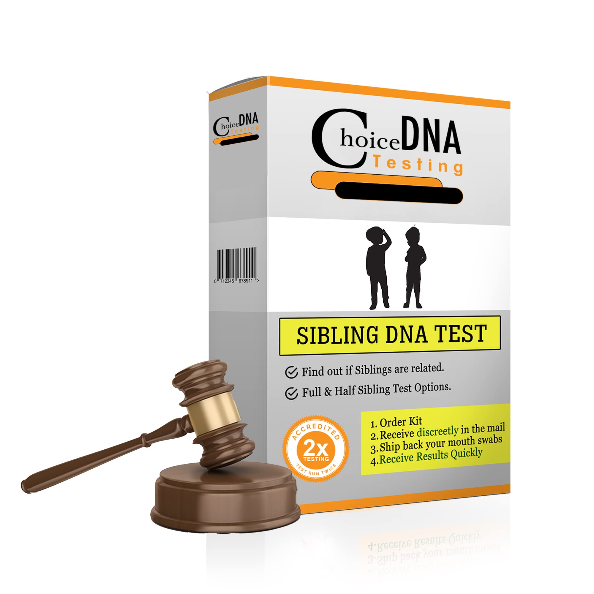 Choice DNA Full or Half Sibling DNA Test with Chain of Custody, Sibling DNA Test with Local Clinic Collection, DNA Kit with All Lab Fees Included, Results in 2-6 Business Days