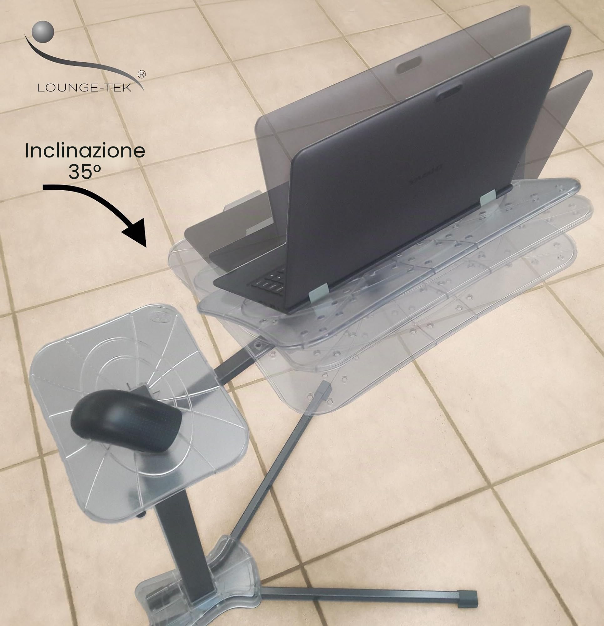 Lounge-book Crystal - Supporto ergonomico regolabile per Notebook e Laptop
