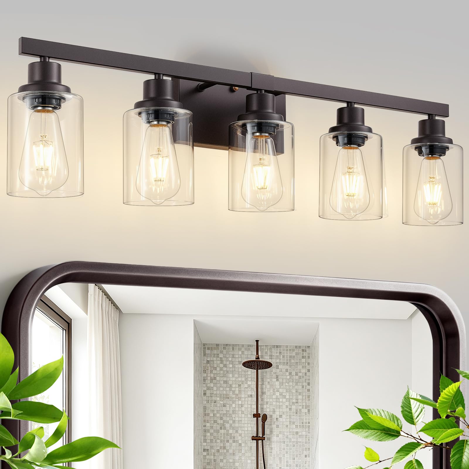 Black Vanity Lights - 8 Light Bathroom Fixture -24