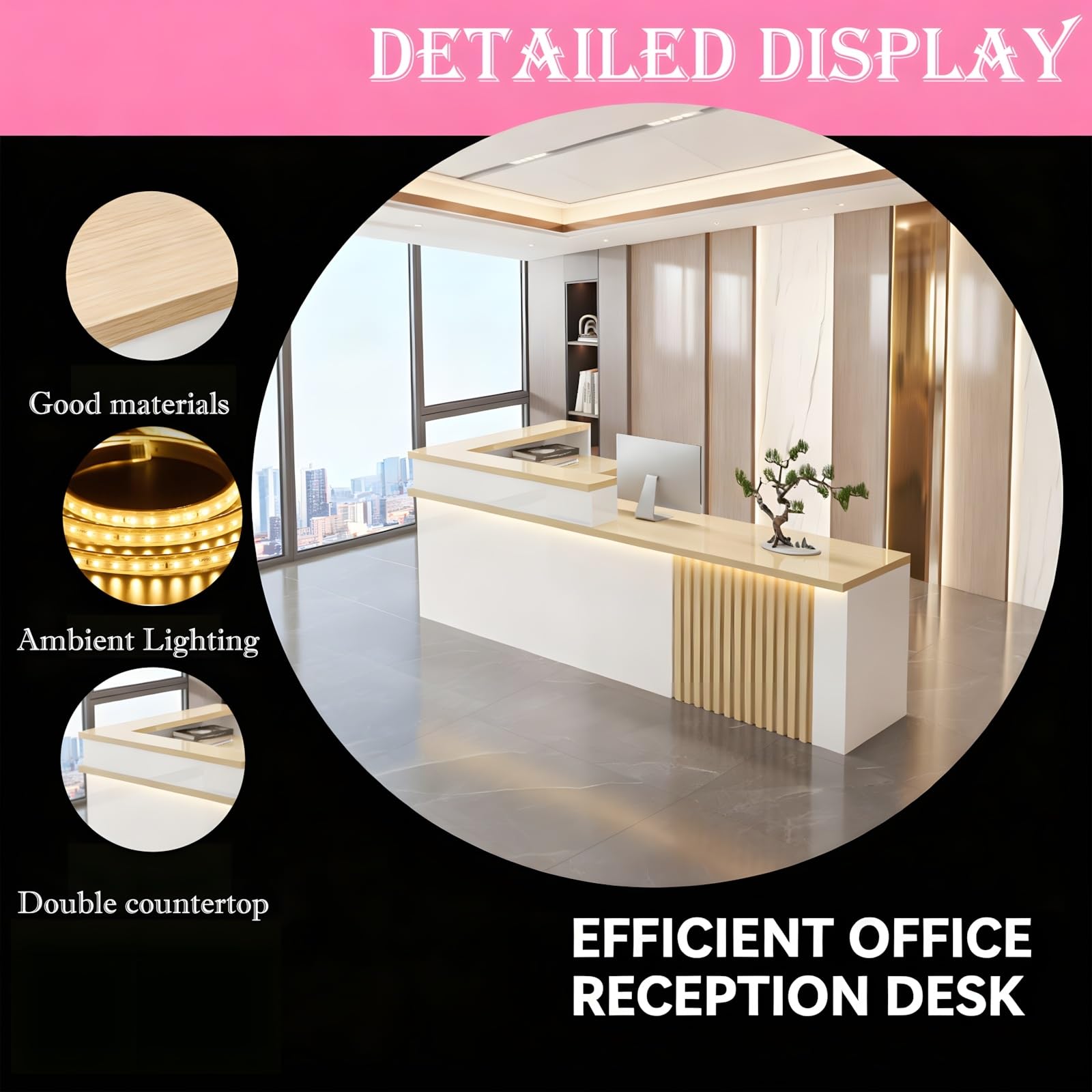 Reception desk per uffici Retail Ristoranti & Centri Commerciali Postazione di lavoro moderna Reception Mobili eleganti per spazi commerciali Servizio clienti e interazione con gli ospiti.