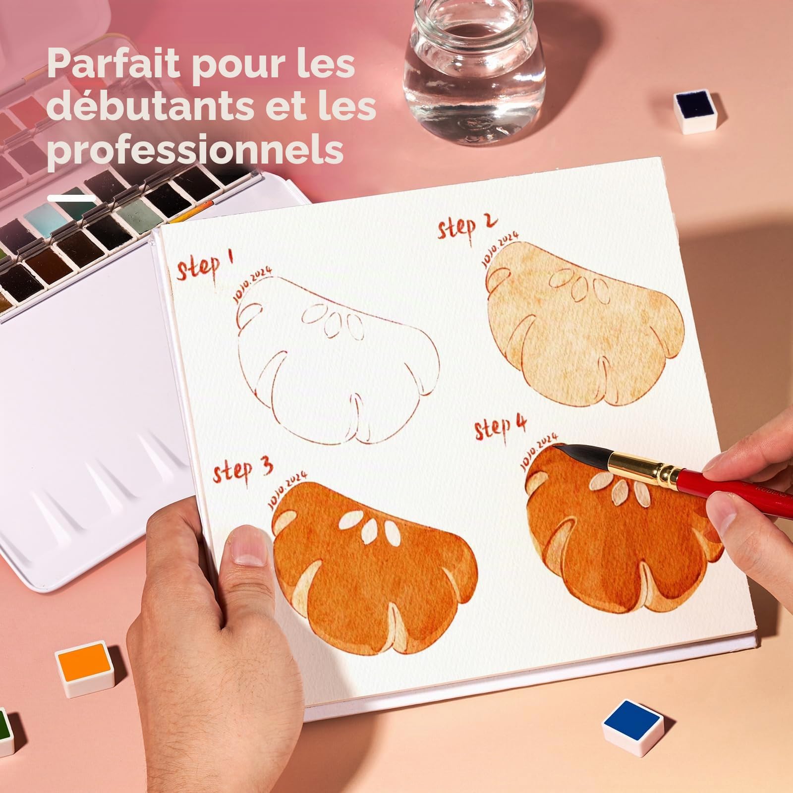 Paul Rubens 48 Ensemble de peinture aquarelle de classe professionnelle avec palette et boîte métallique portable pour artistes, étudiants, enfants - Dessin, illustration
