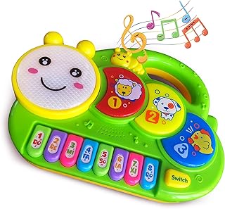 AMINFUN Baby Piano Toy, Caterpillar Piano Keyboard Light Up Sound Musical Toy, Learning Educational Interactive Infant Toddler Kids Toys Gift for Girl Boy