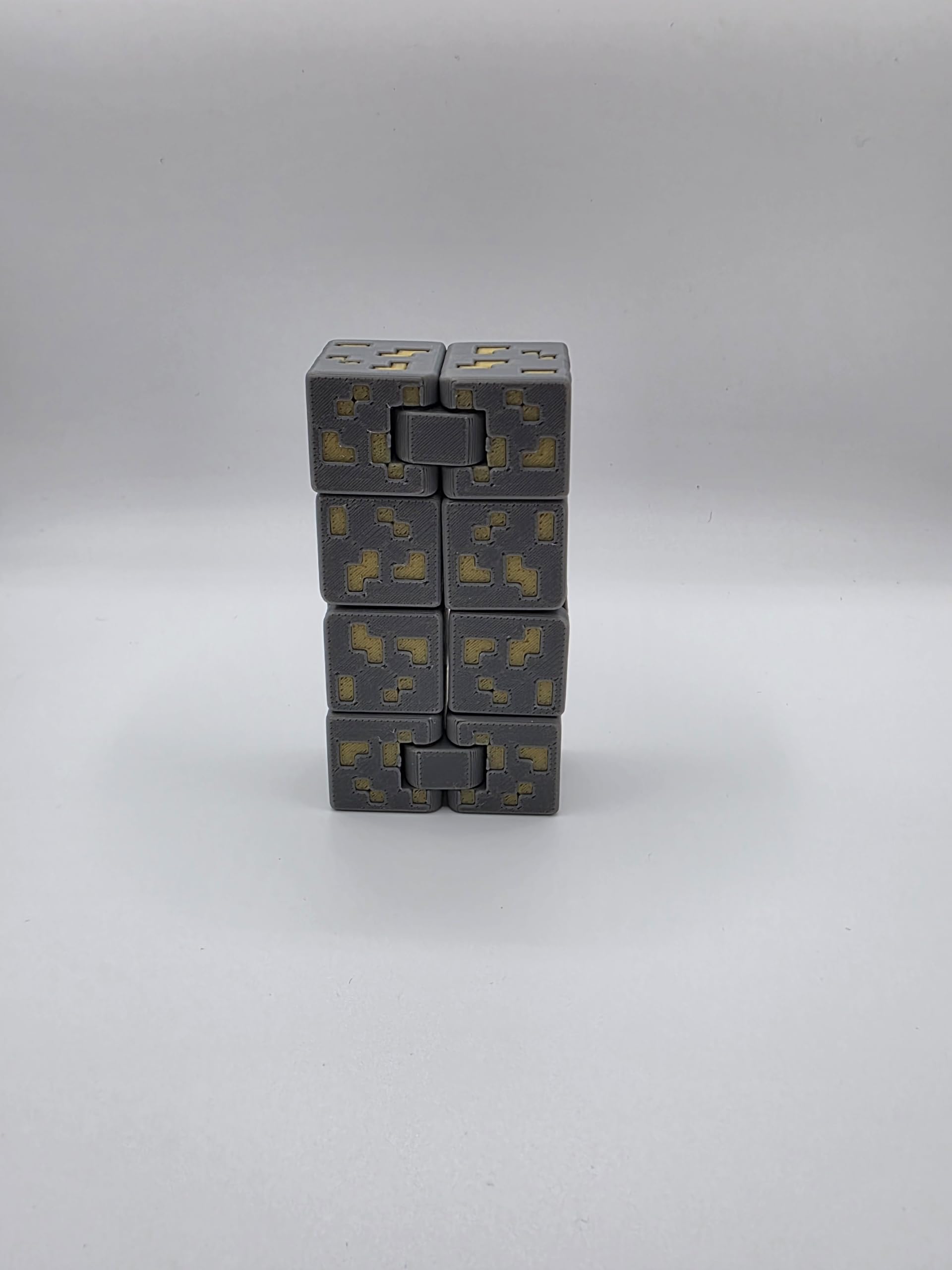 Voxel Gold Block Infinity Cube | Folding Fidget Toy | Endless Flip Cube | Sensory Desk Toy | 3D Printed