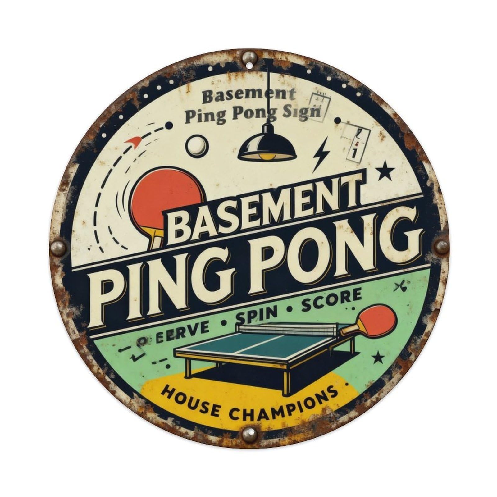 Basement Ping Pong Sign Metal Tin Sign Plaque