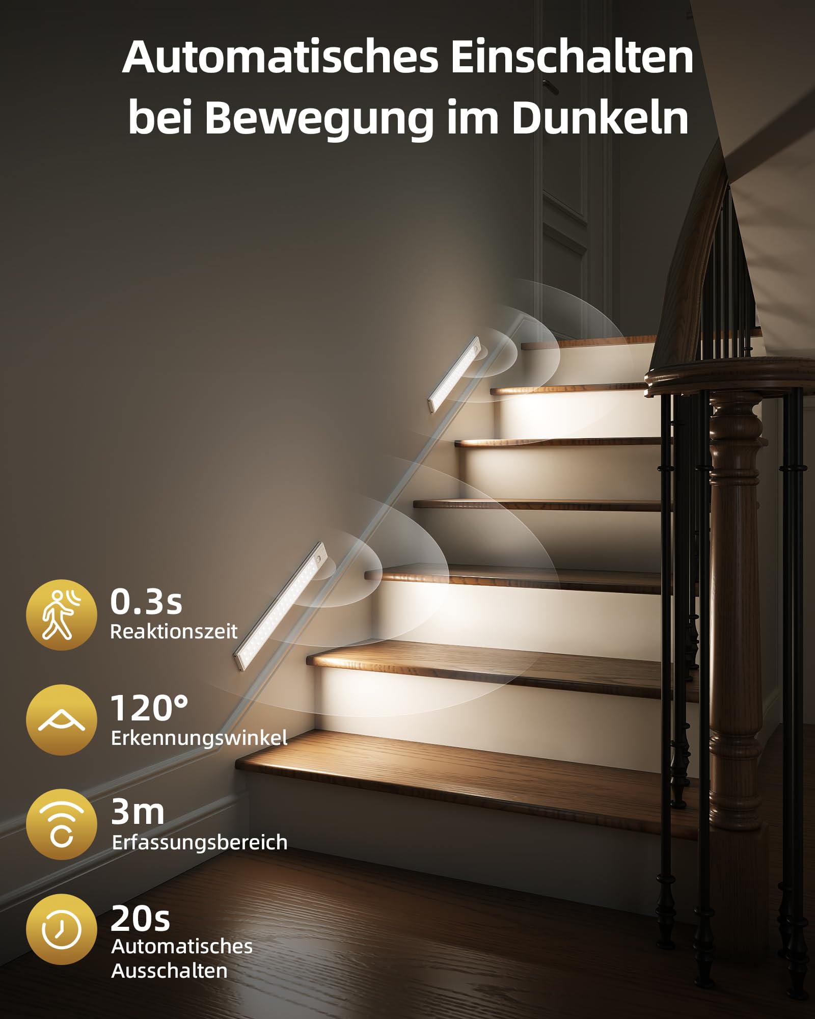 EZVALO 43 cm, illuminazione a LED con sensore di movimento