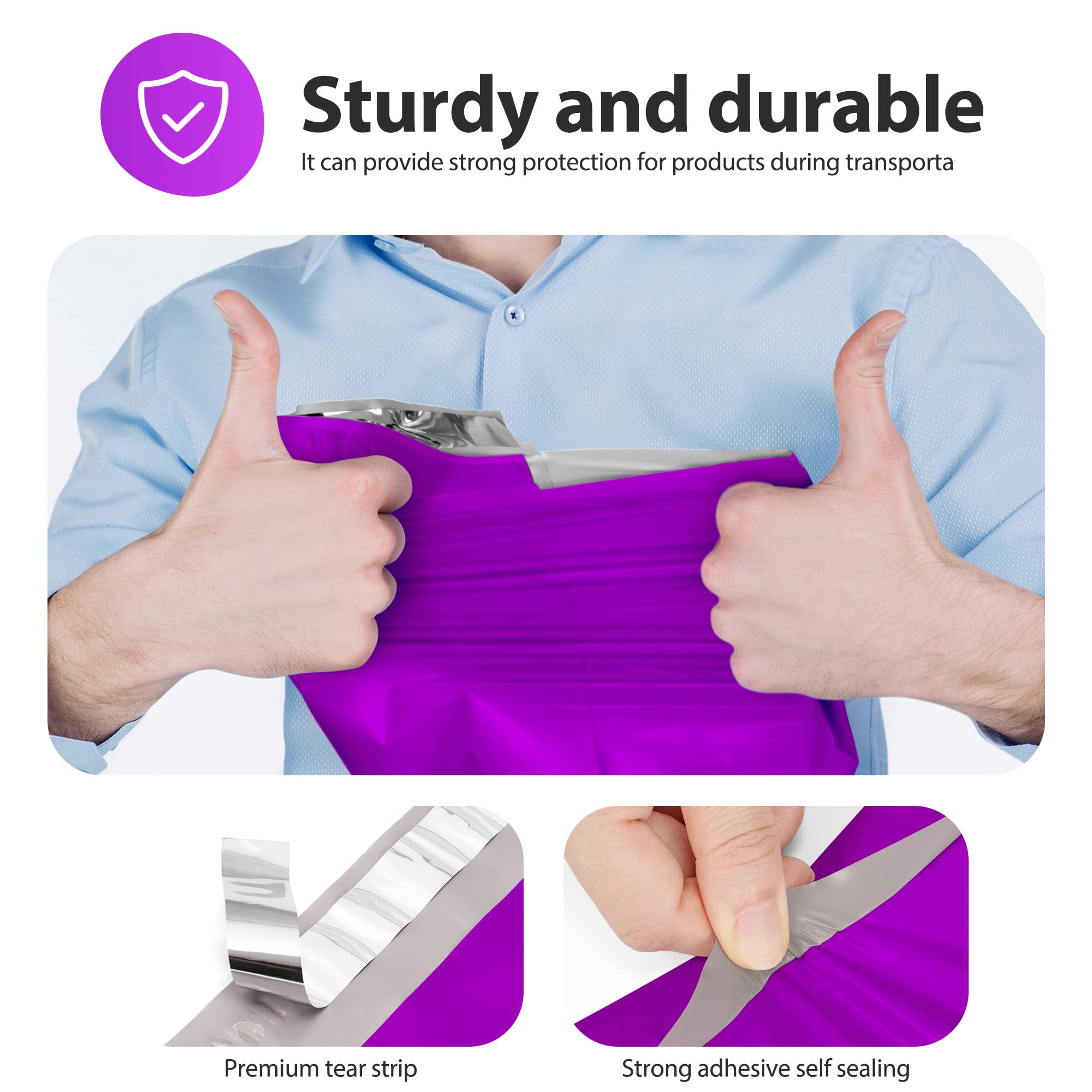Fuxury 100 sobres de envío de polietileno morados de 12 x 15.5 pulgadas, sobres autosellantes, bolsas personalizadas, durabilidad mejorada, sobres multiusos para mantener los artículos seguros y
