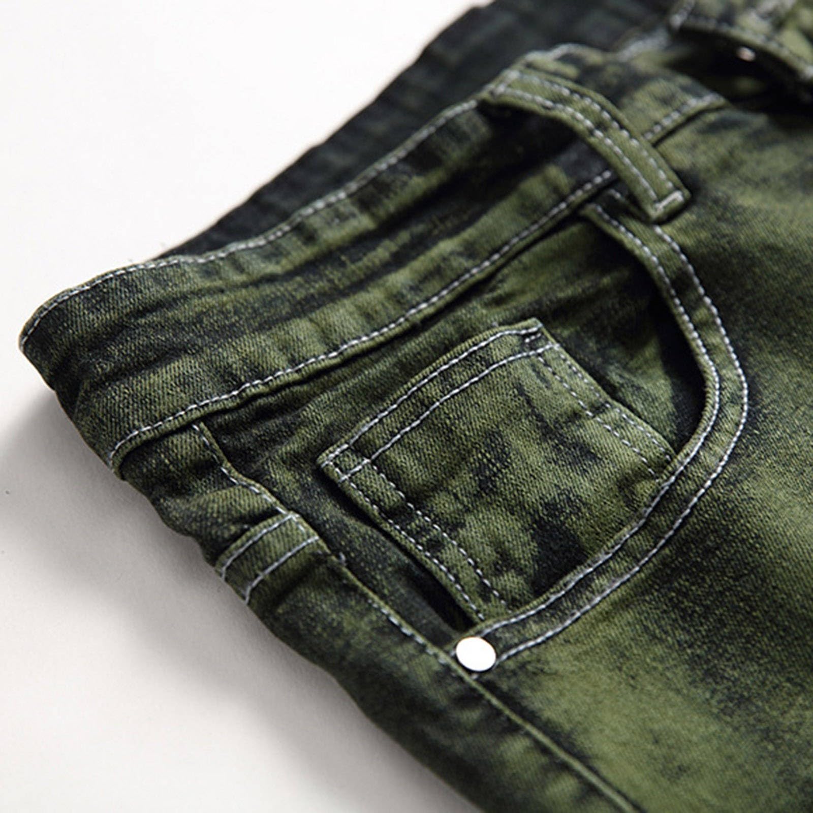 Jeans da uomo slim fit strappati elasticizzati skinny gamba dritta pantaloni in denim con elastico in vita invecchiato stile motociclista per casual e motociclismo equitazione estate comfort vita