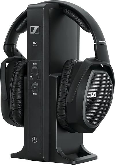 Sennheiser RS 175 RF Wireless Headphones For TV System with Bass Boost and Surround Sound Modes, Compact and Ergonomic, Wireless TV Listening, Black