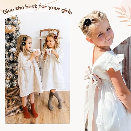 Miniatura 5 de Oaoleer - 10 lazos de terciopelo para el pelo de flores para niñas, lazos para el pelo de 2 pulgadas, accesorios para el cabello para bebés, niñas y